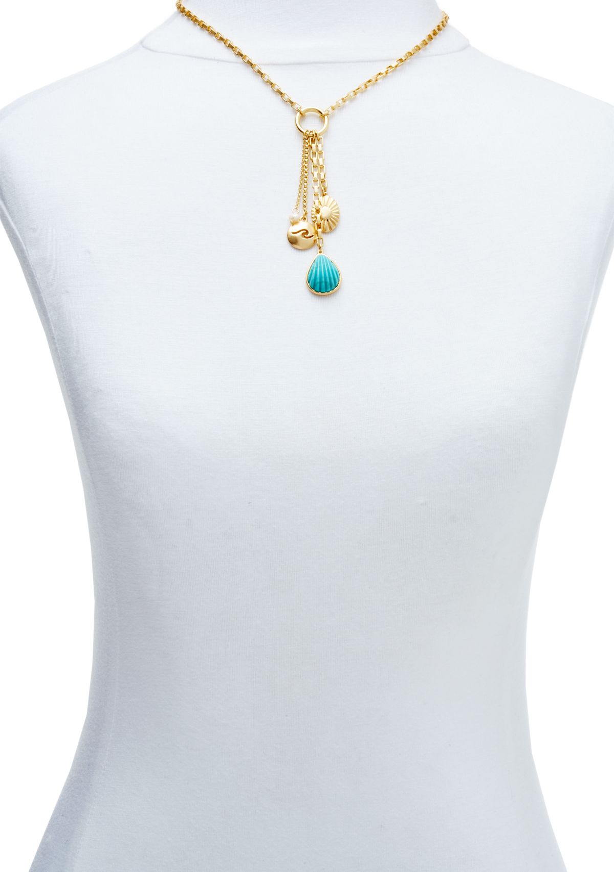 Gold Tone Tropical Shell Necklace