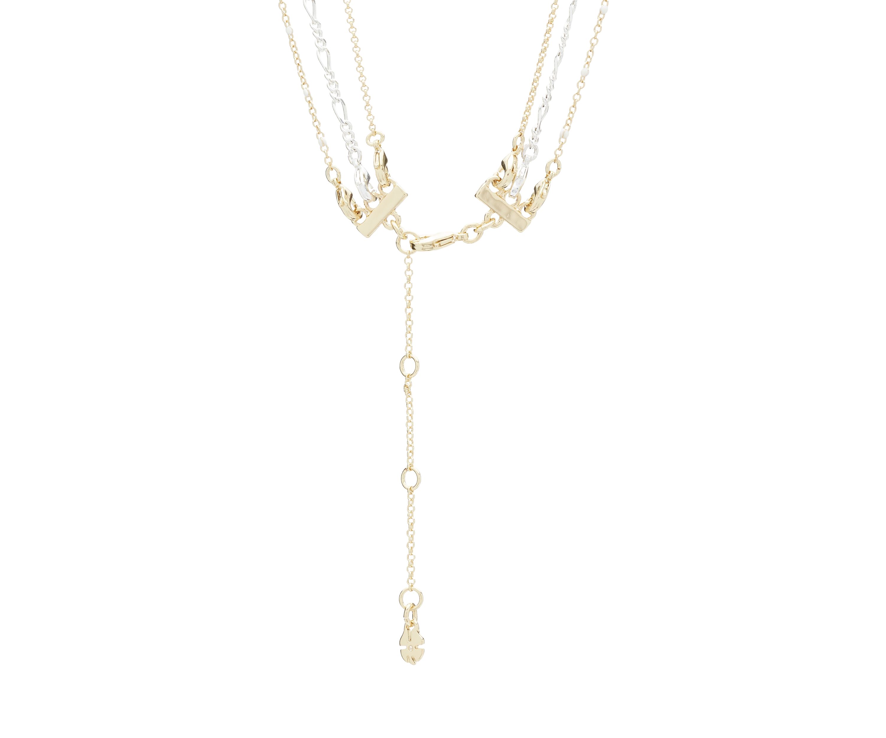 Carved Pendant Two Tone Layer Necklace