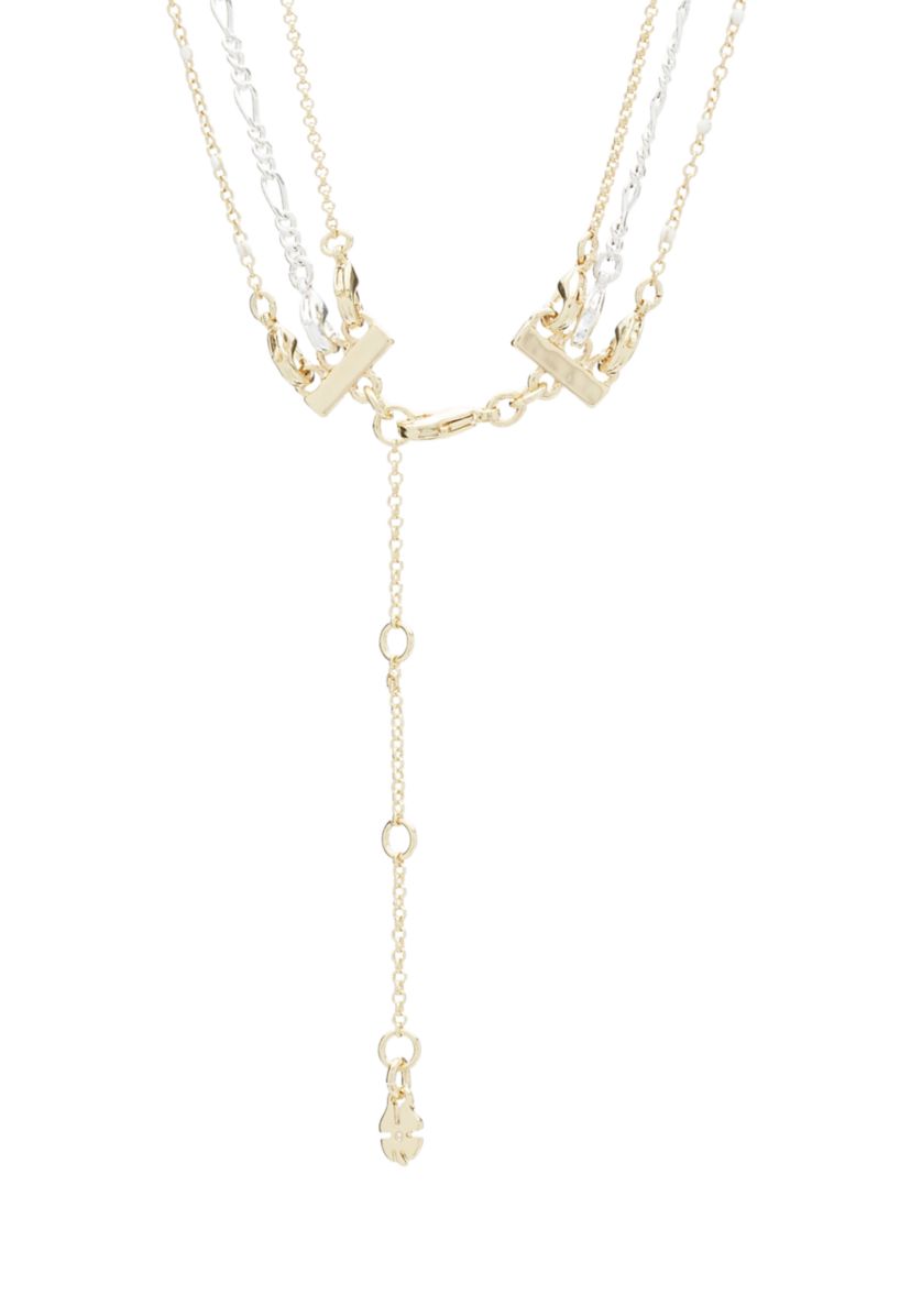 Carved Pendant Two Tone Layer Necklace