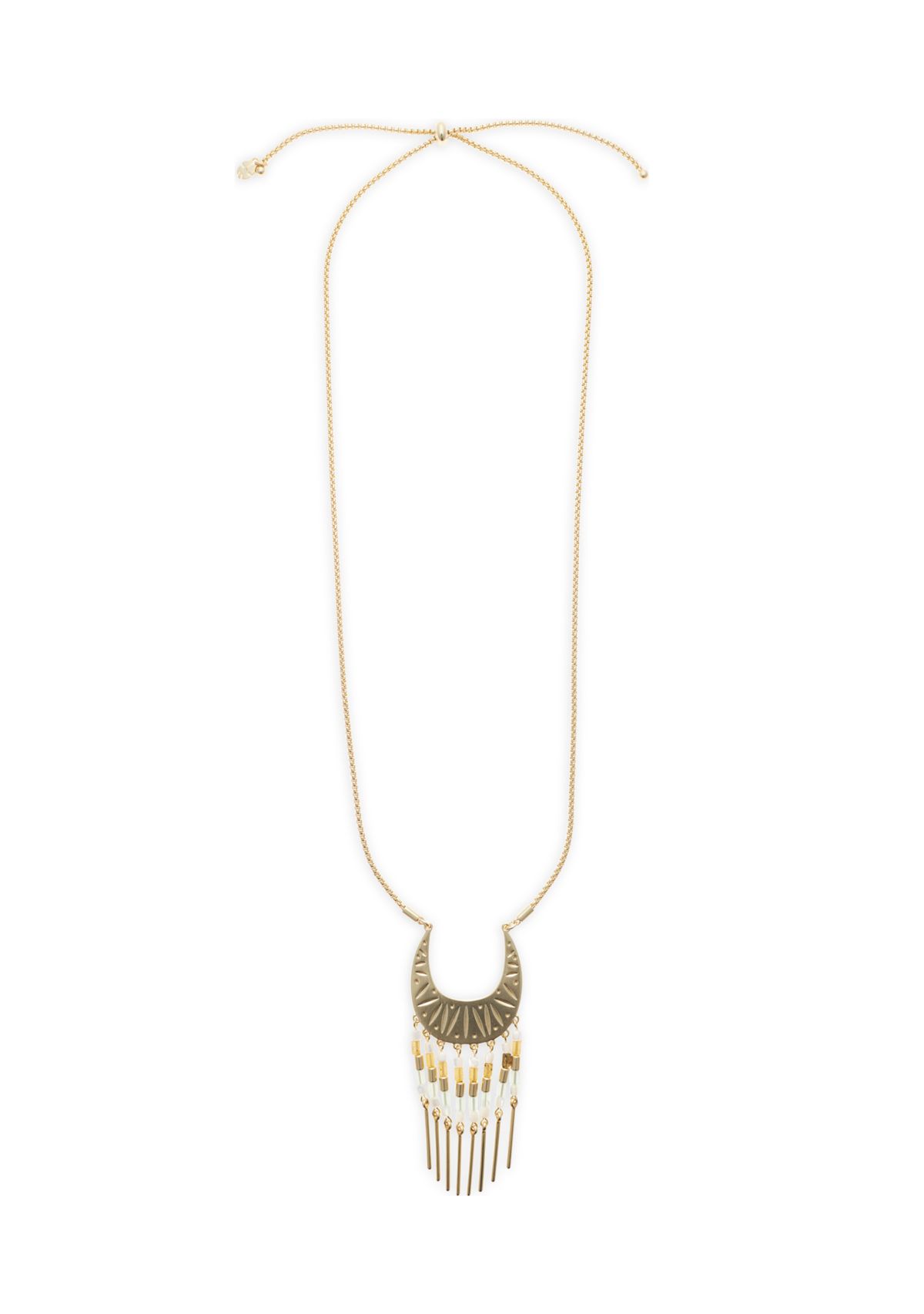 Beaded Carved Pendant Necklace