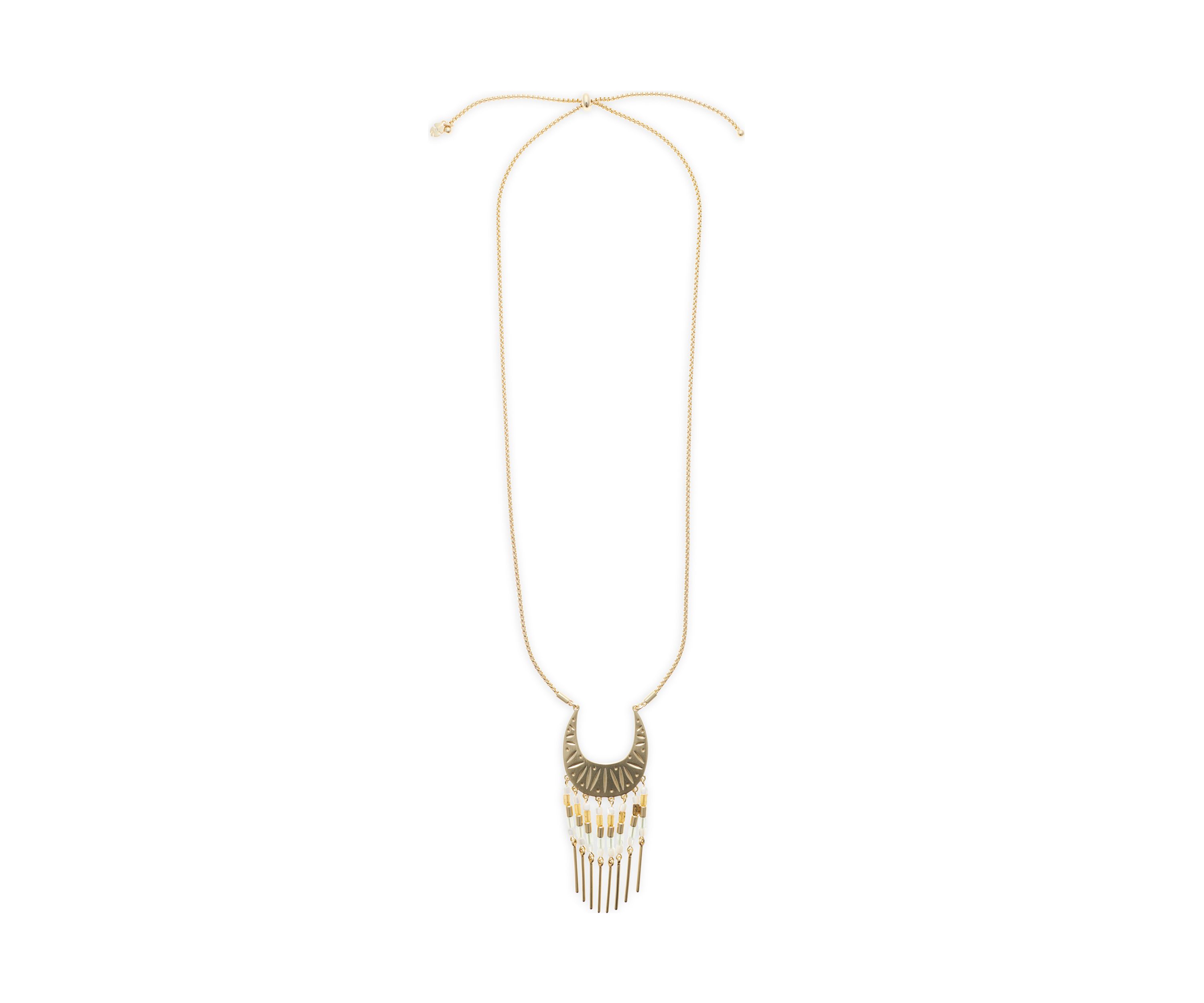 Beaded Carved Pendant Necklace