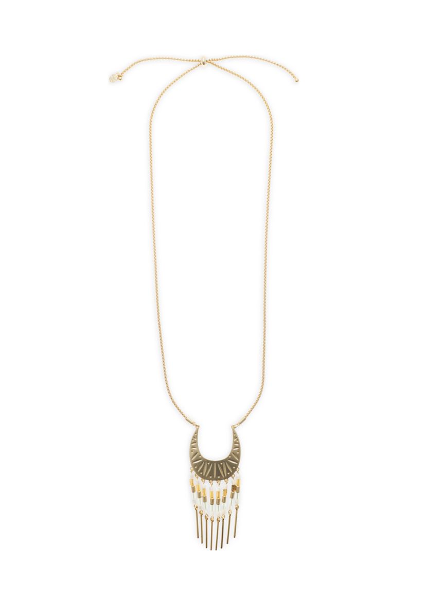 Beaded Carved Pendant Necklace