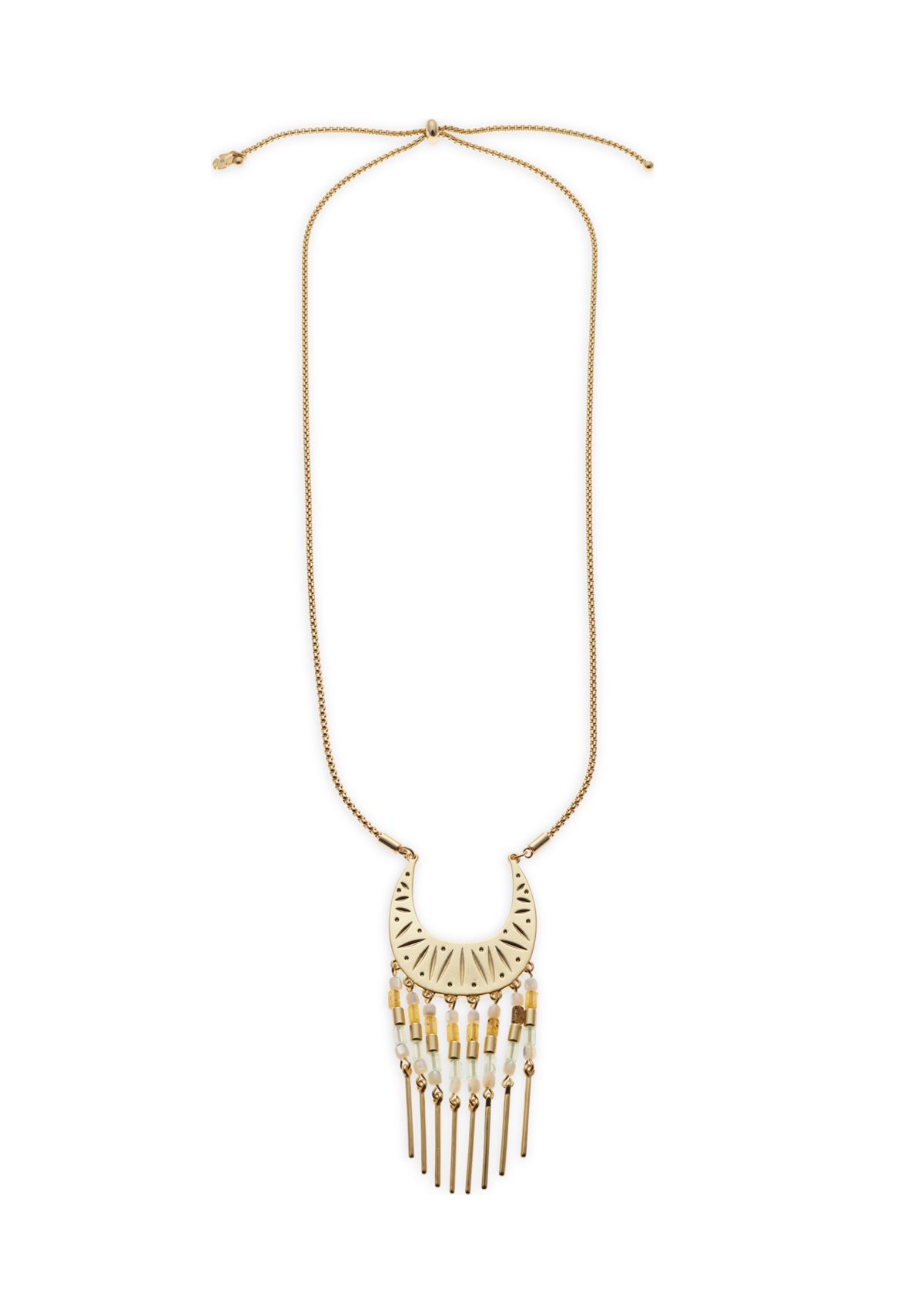 Beaded Carved Pendant Necklace