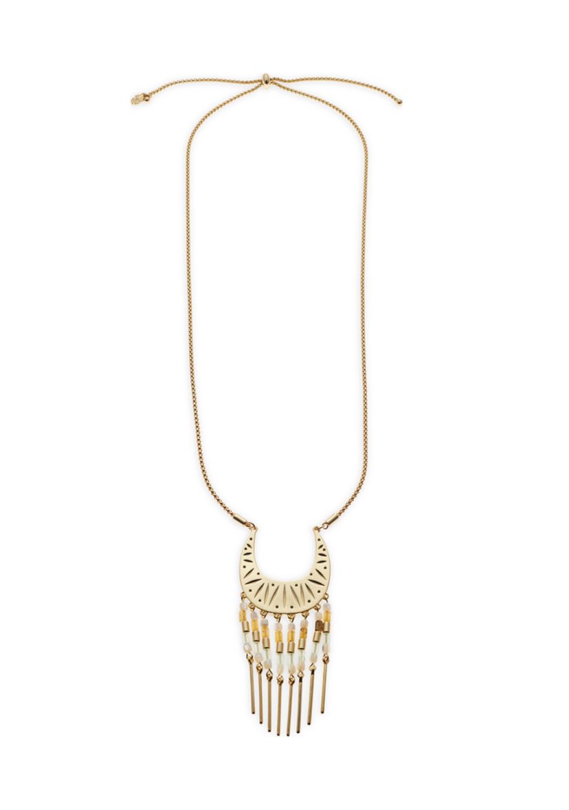 Beaded Carved Pendant Necklace