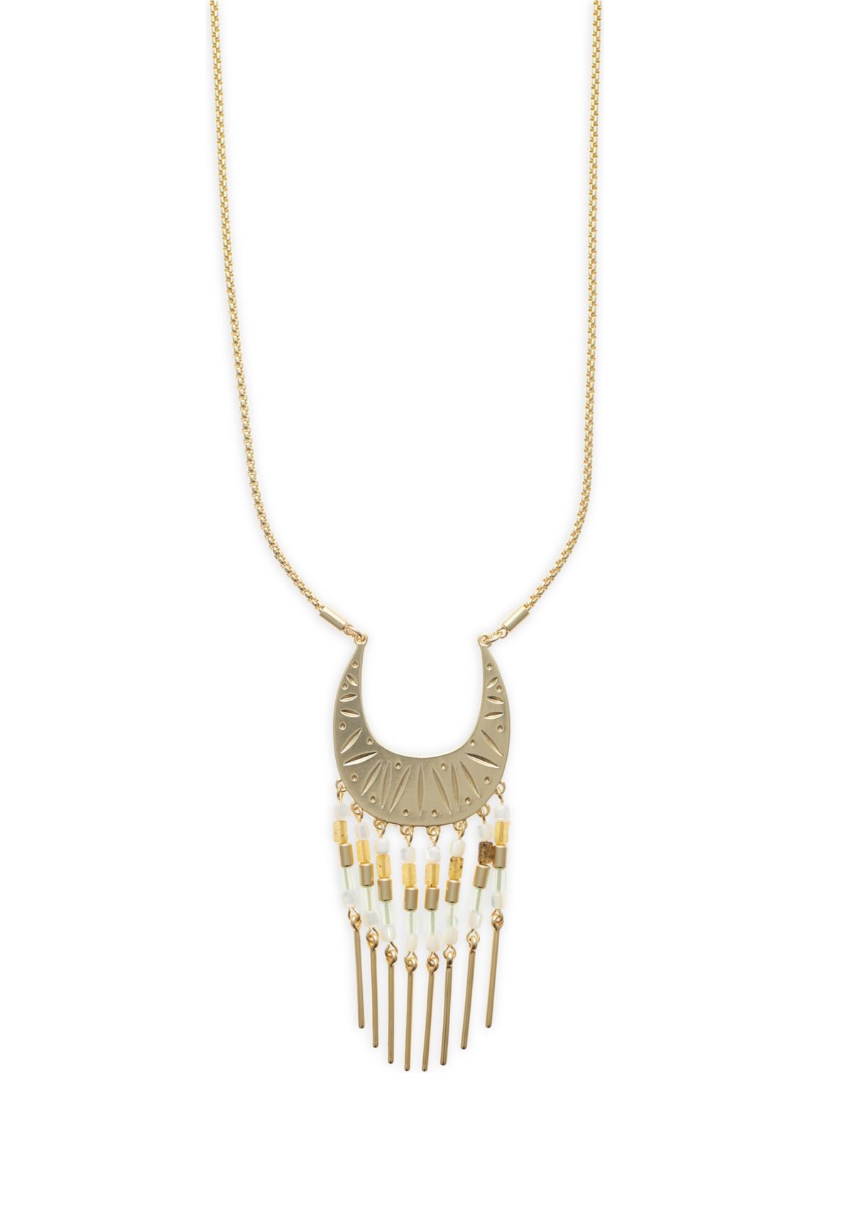 Beaded Carved Pendant Necklace