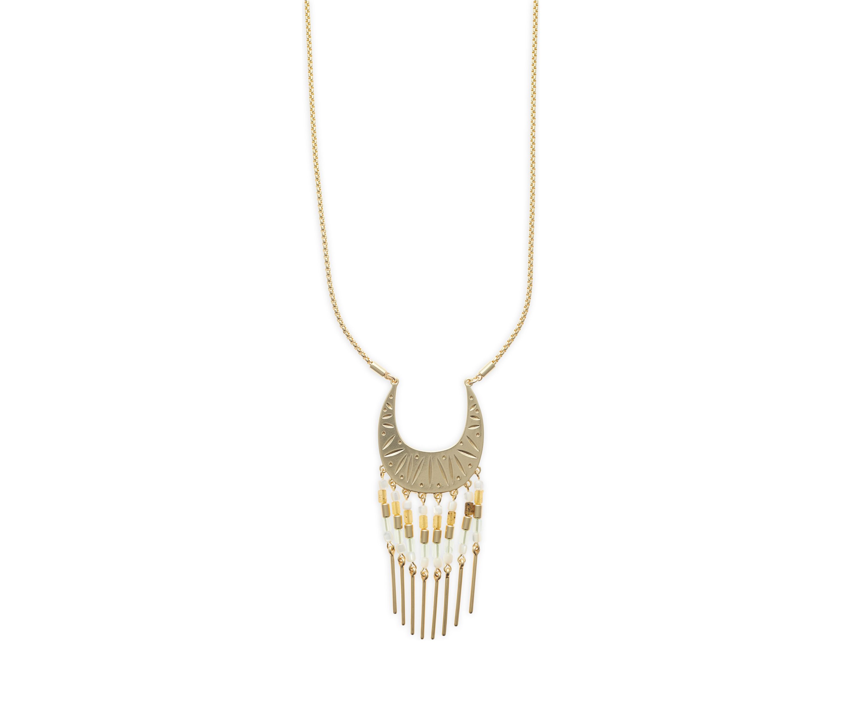Beaded Carved Pendant Necklace