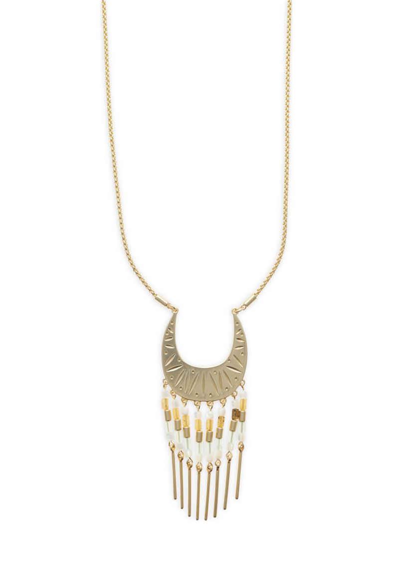 Beaded Carved Pendant Necklace