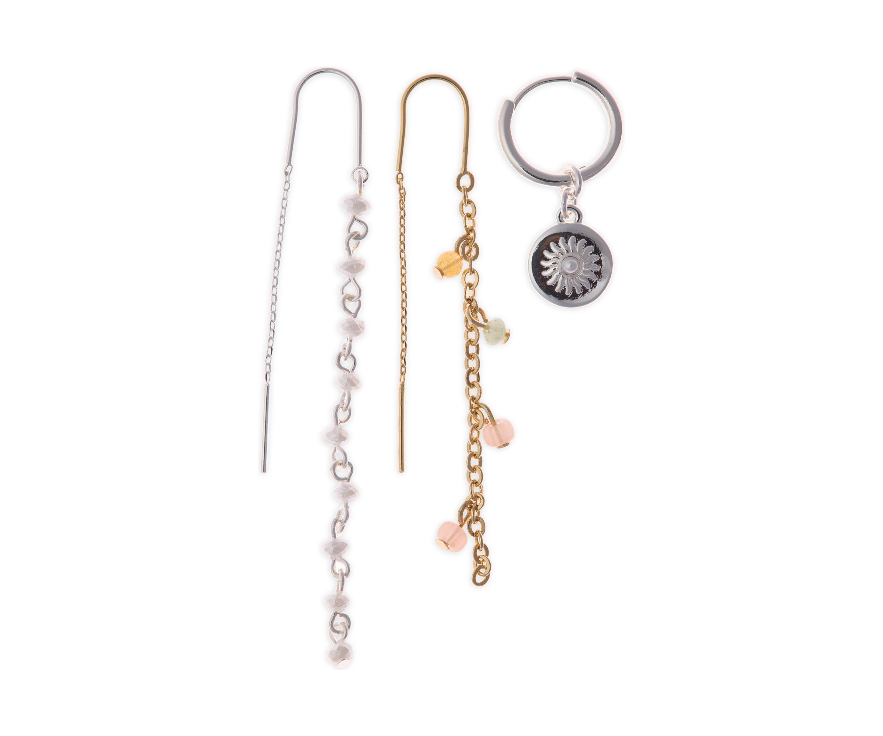 Two Tone Drop Trio Earring Set