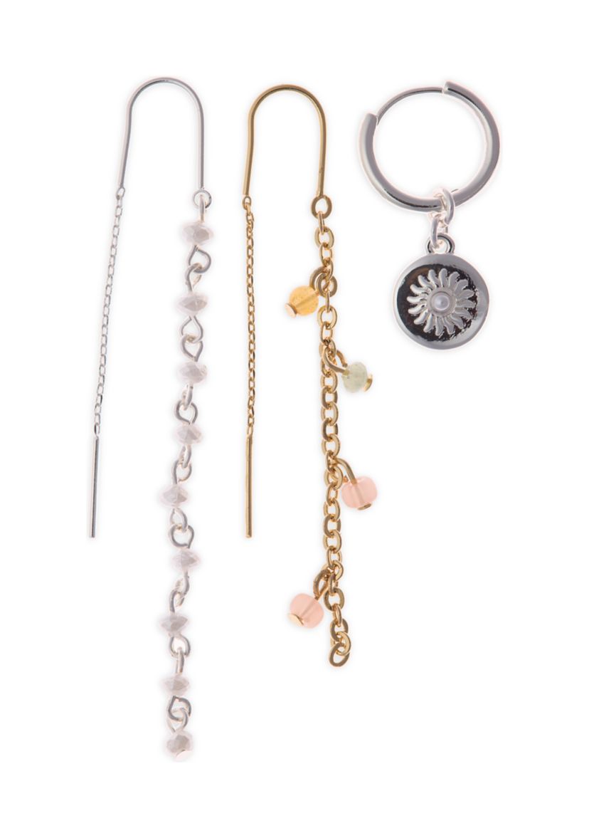Two Tone Drop Trio Earring Set