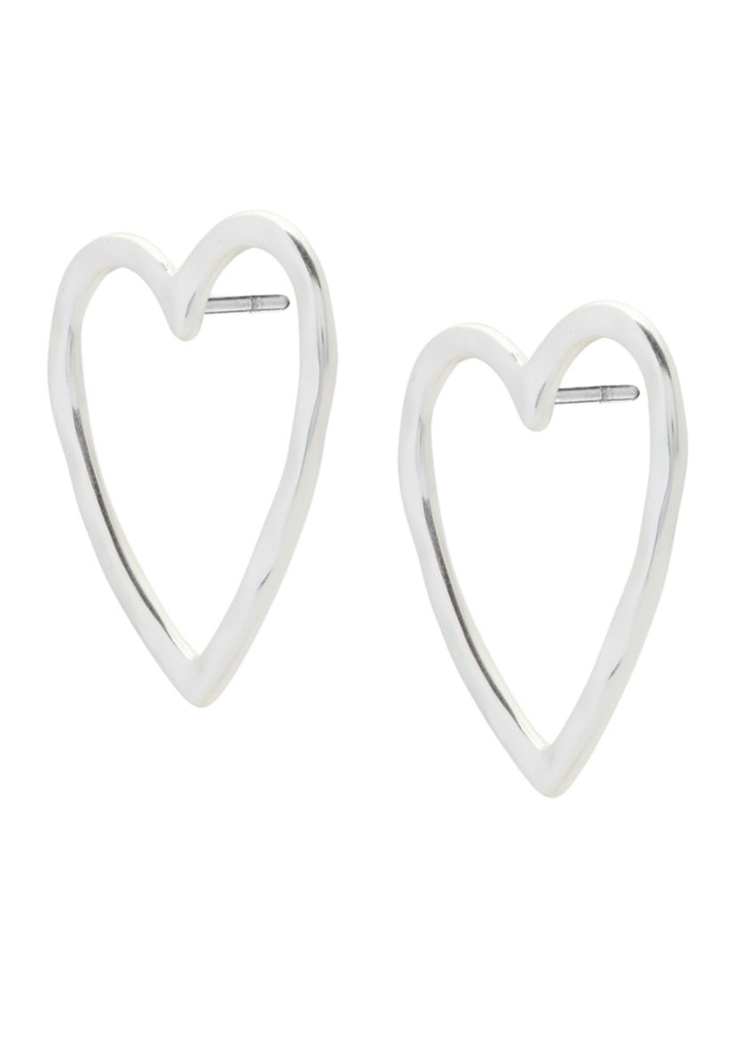 Open Heart Stud Earrings