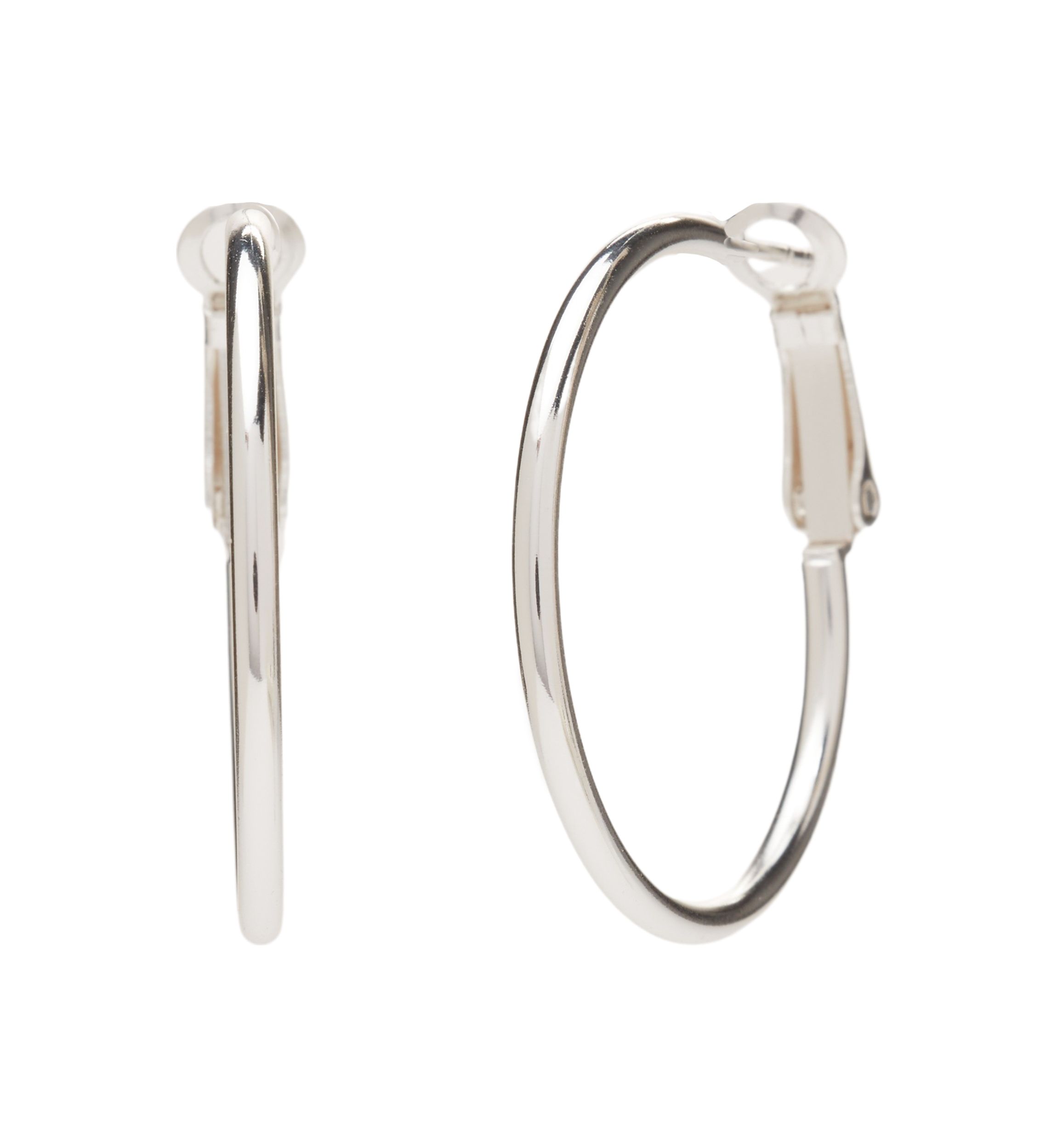 Sterling Silver Clutch Hoop Earrings