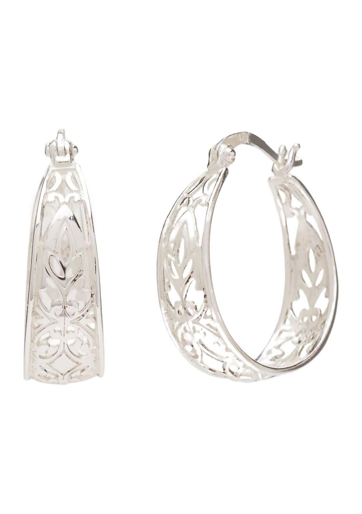 Sterling Silver Filigree Hoop Earrings