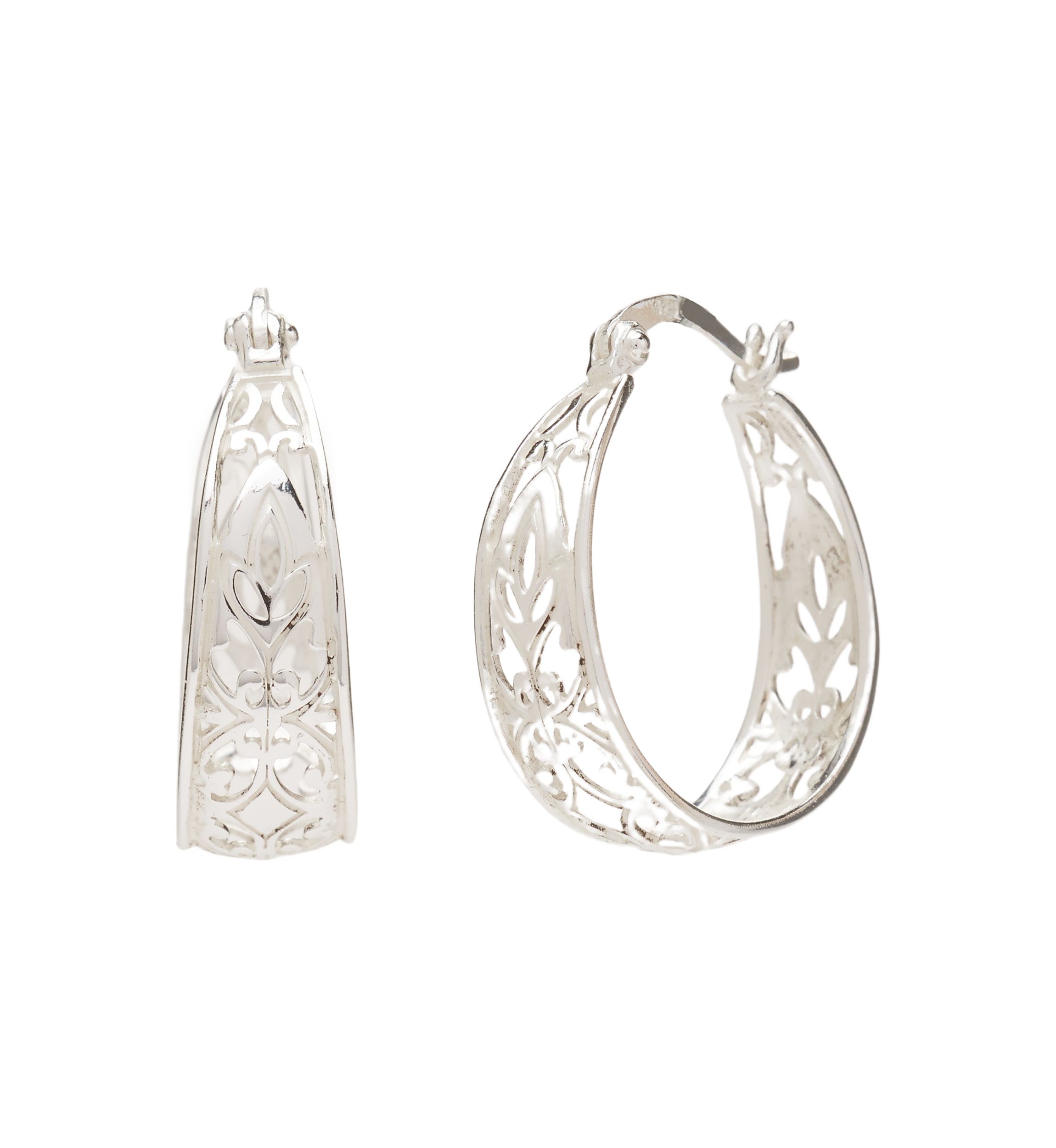 Sterling Silver Filigree Hoop Earrings