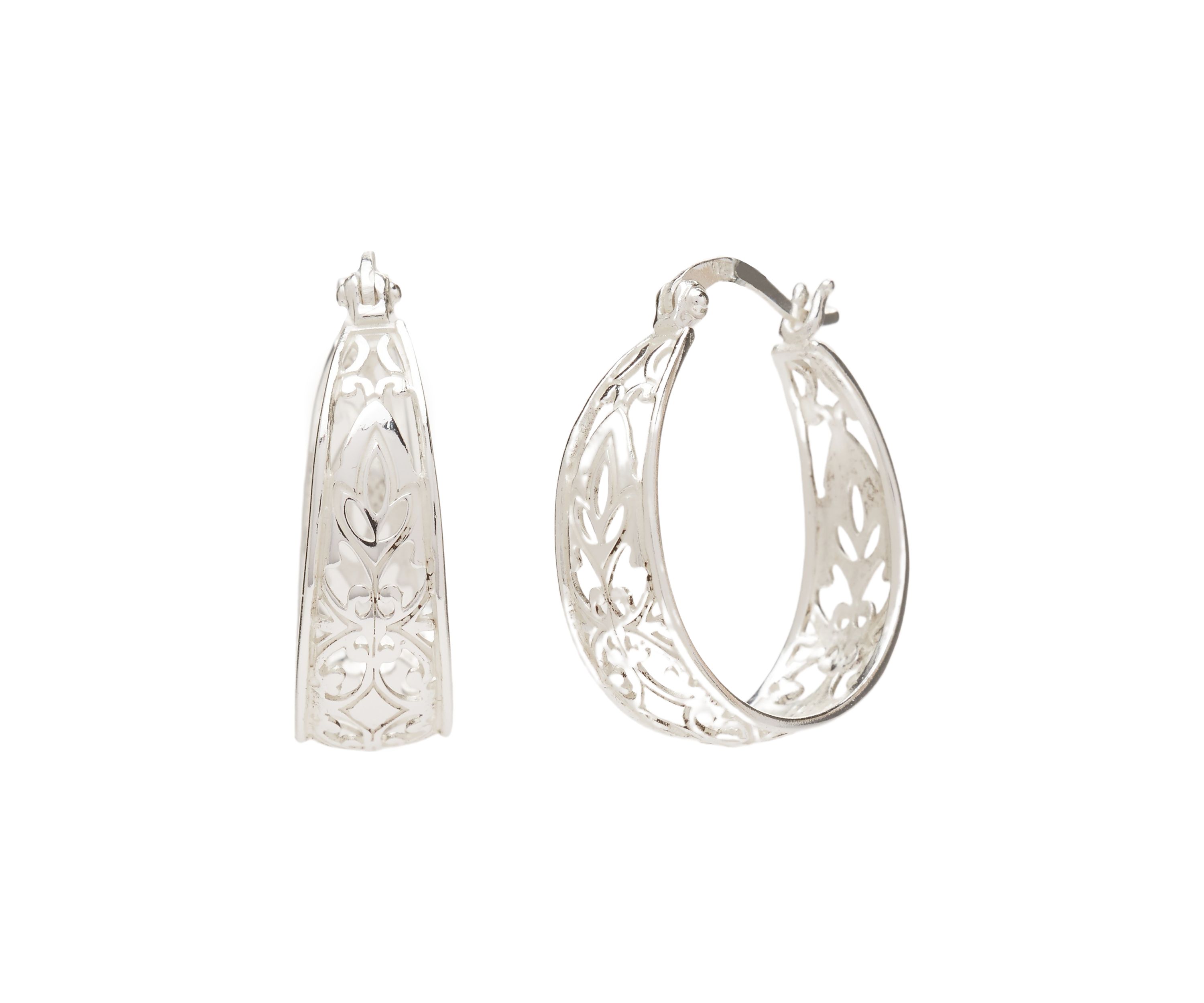 Sterling Silver Filigree Hoop Earrings
