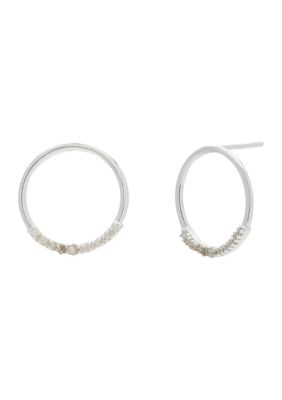 Belk Silverworks Sterling Silver Round Cubic Zirconia Stud Earrings