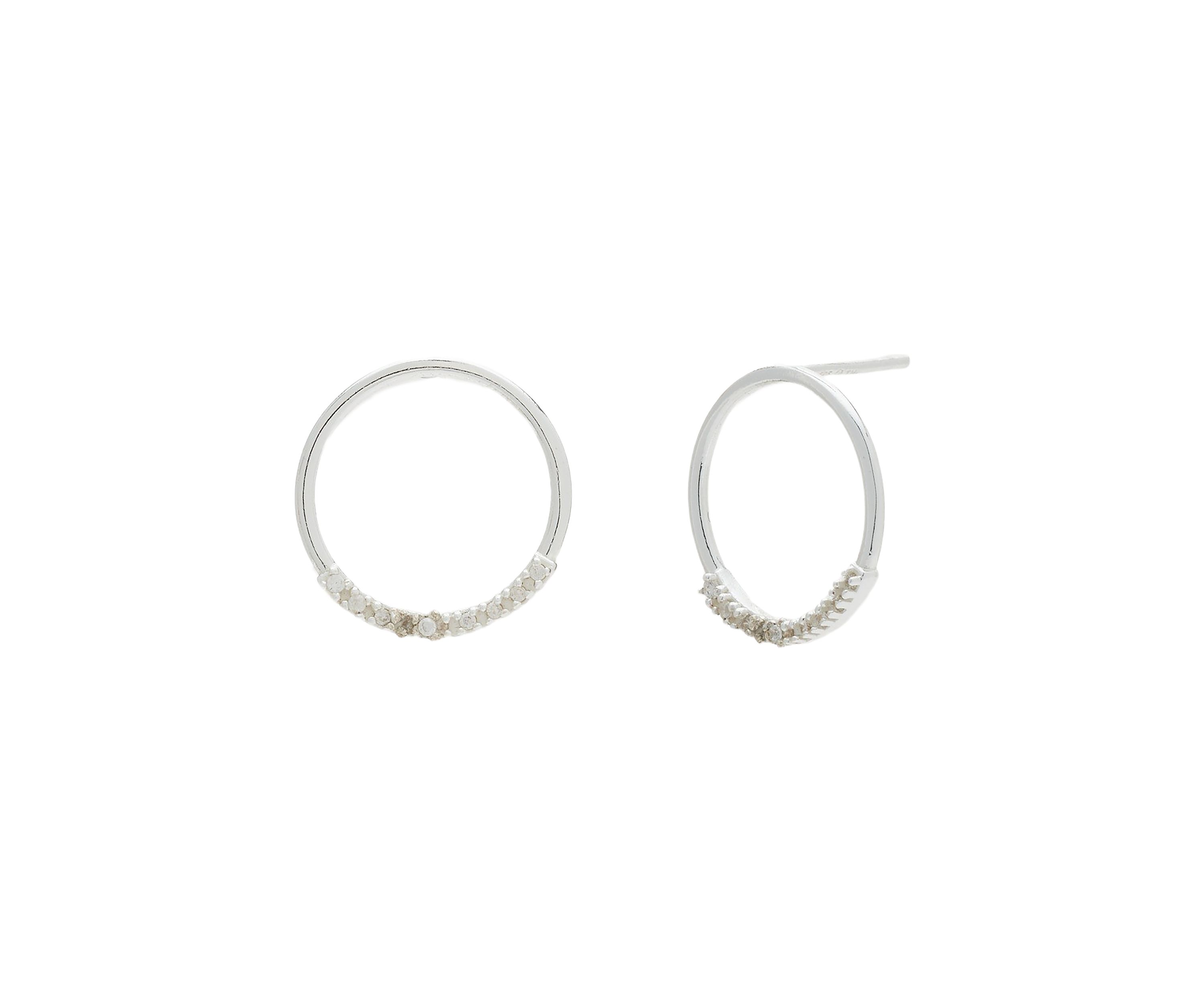 Sterling Silver Round Cubic Zirconia Stud Earrings