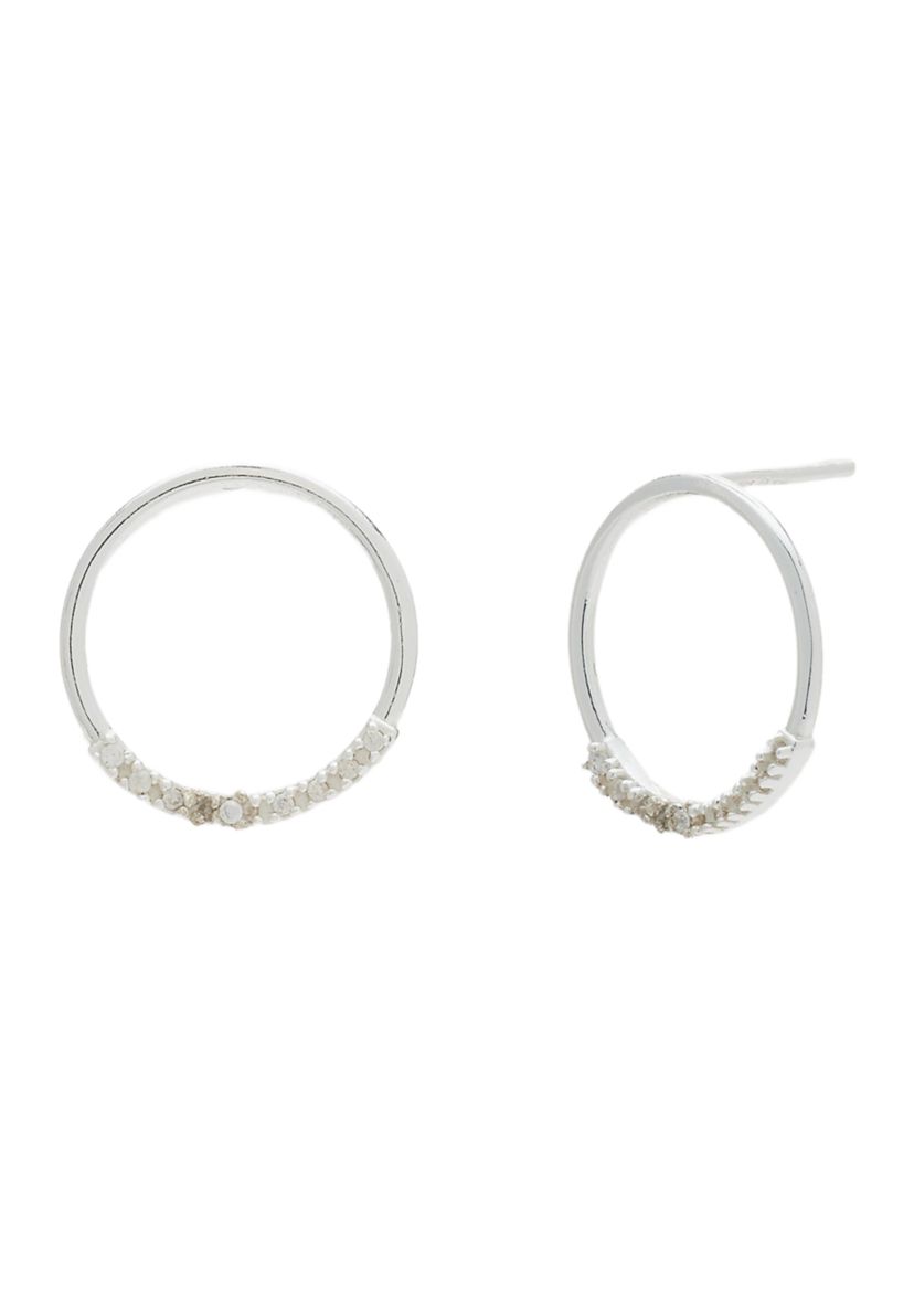 Sterling Silver Round Cubic Zirconia Stud Earrings