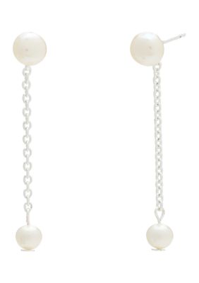 Belk Silverworks Sterling Silver Double Pearl Drop Earrings