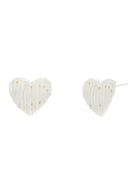 Belk Silverworks Sterling Silver Lined Heart Stud Earrings