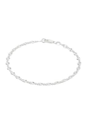 Belk Sterling Silver Sterling Silver Oval Disc Chain Bracelet