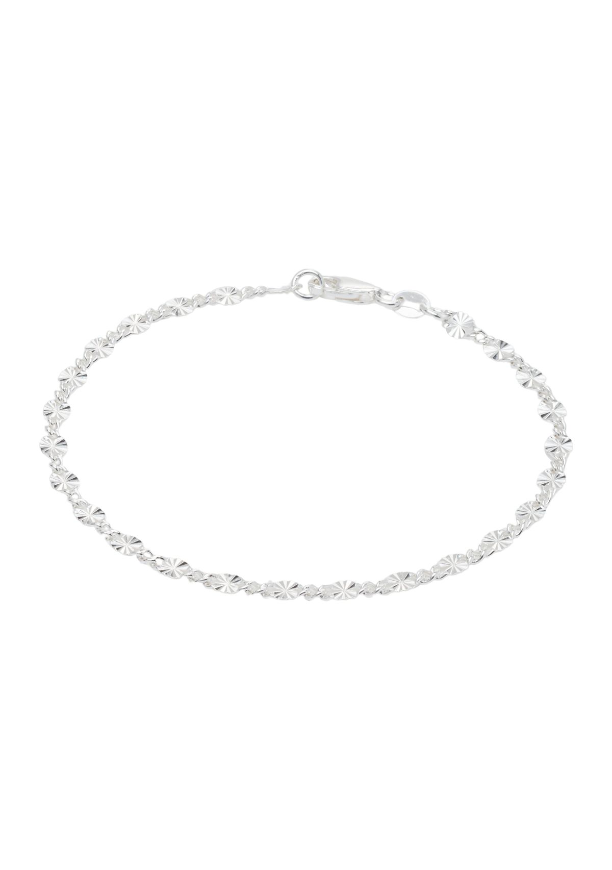 Sterling Silver Oval Disc Chain Bracelet