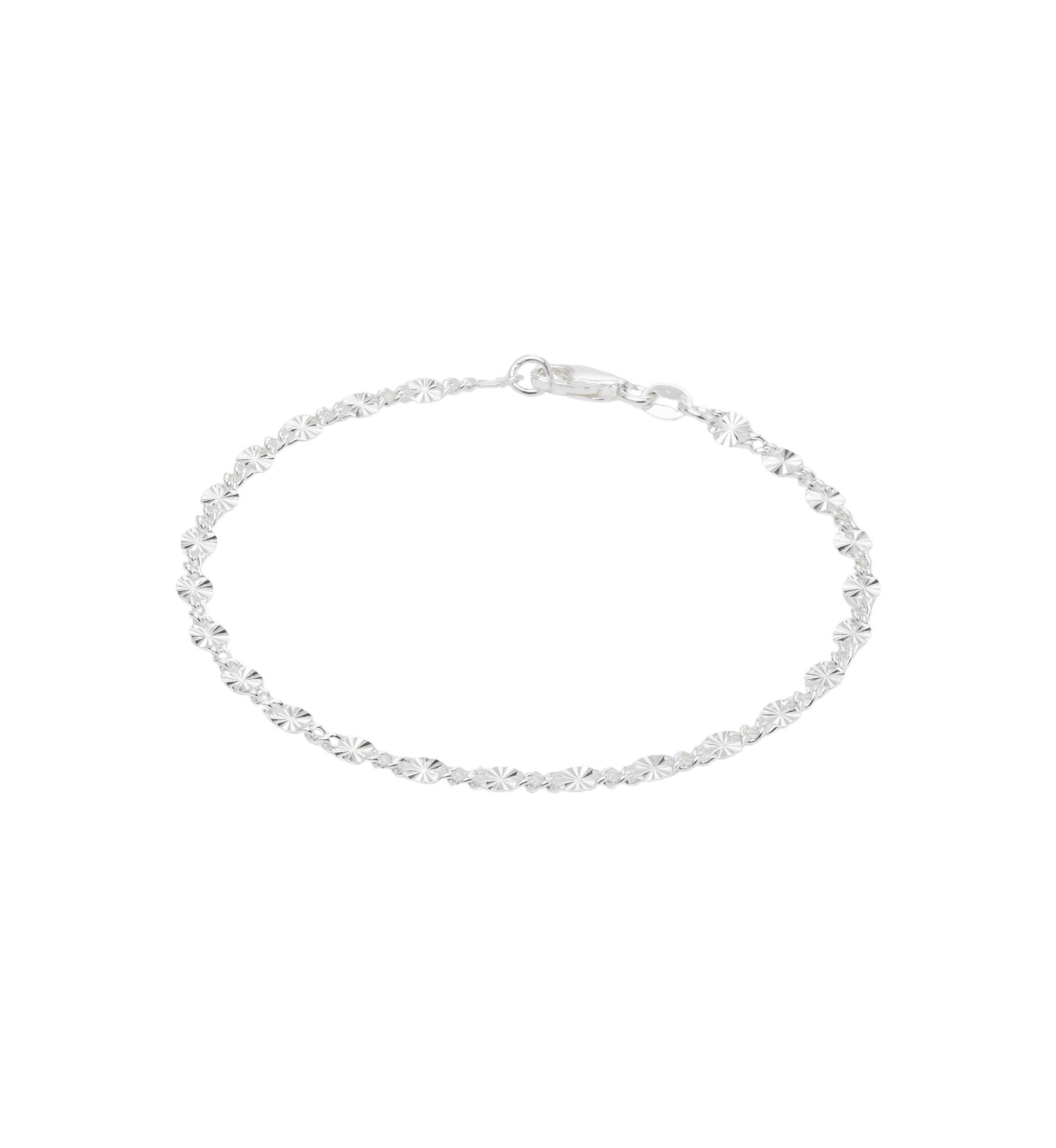 Sterling Silver Oval Disc Chain Bracelet