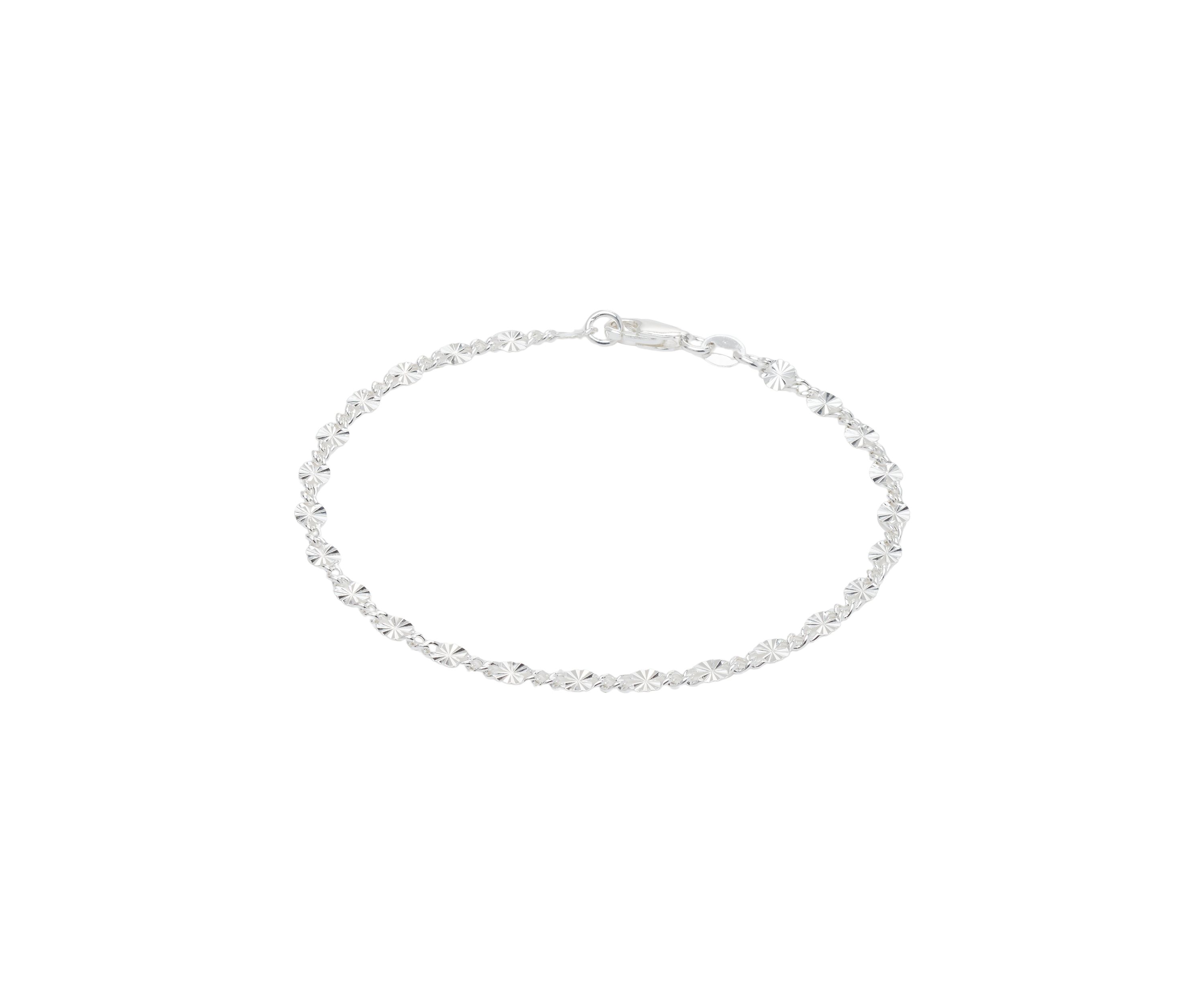 Sterling Silver Oval Disc Chain Bracelet