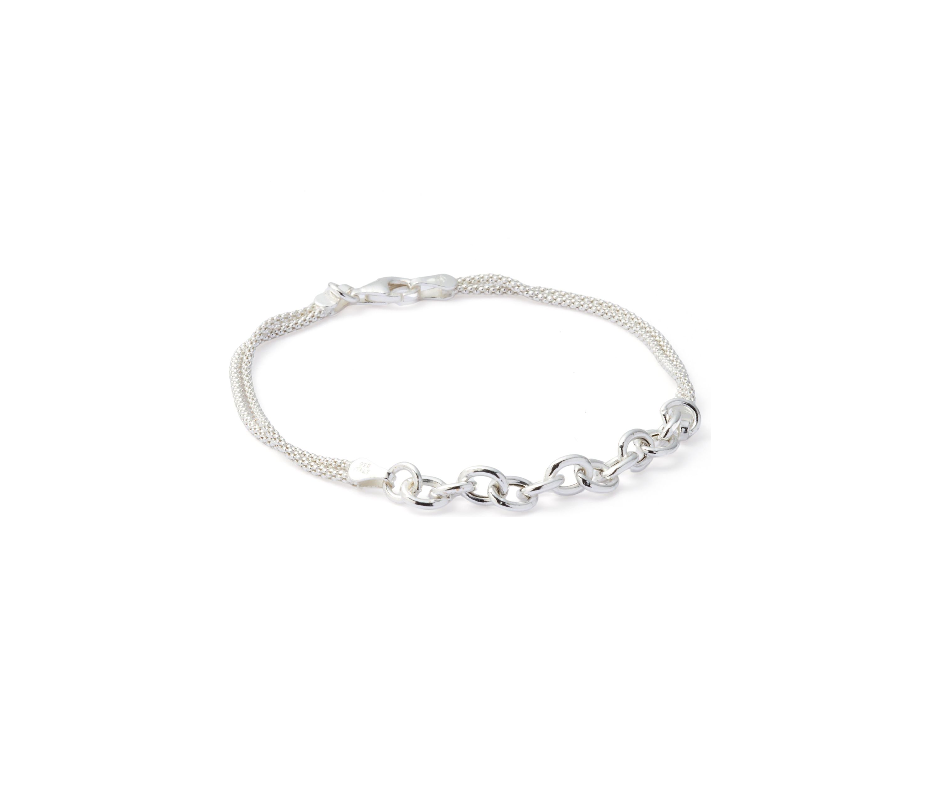 Sterling Silver Combo Chain Bracelet