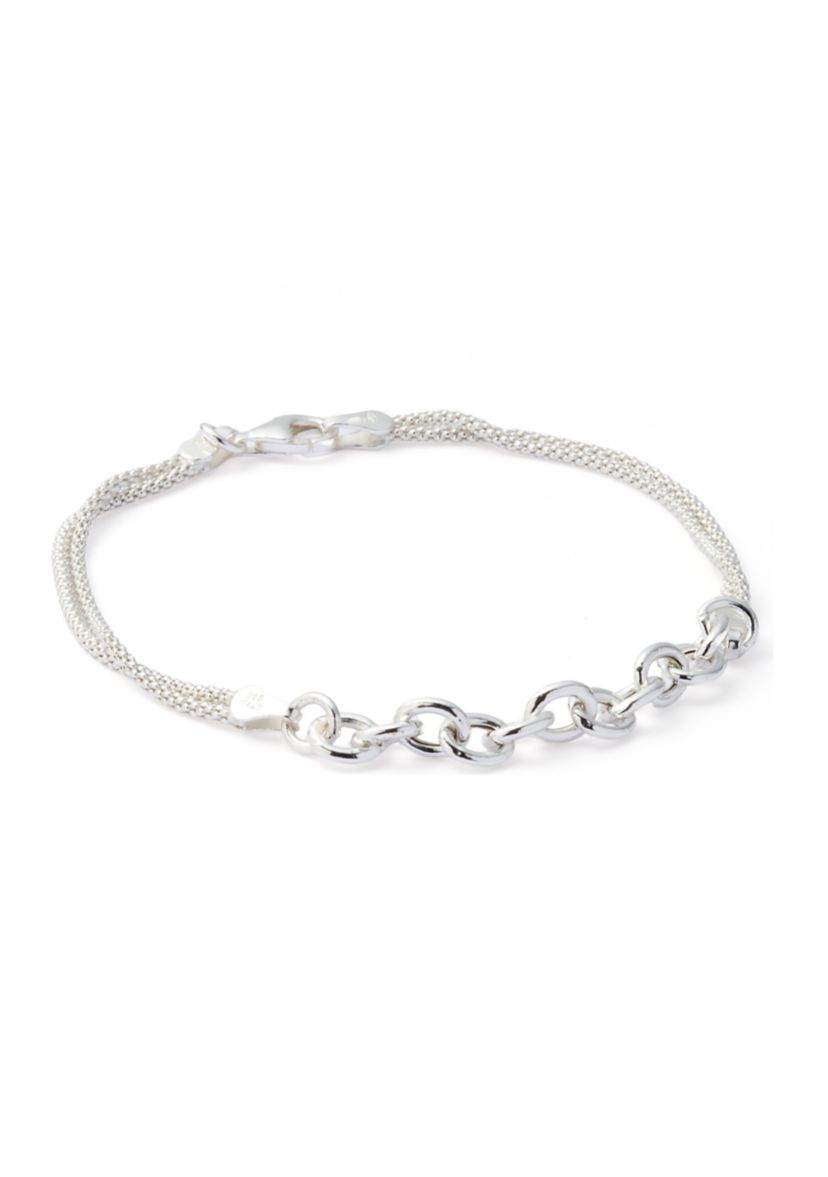 Sterling Silver Combo Chain Bracelet