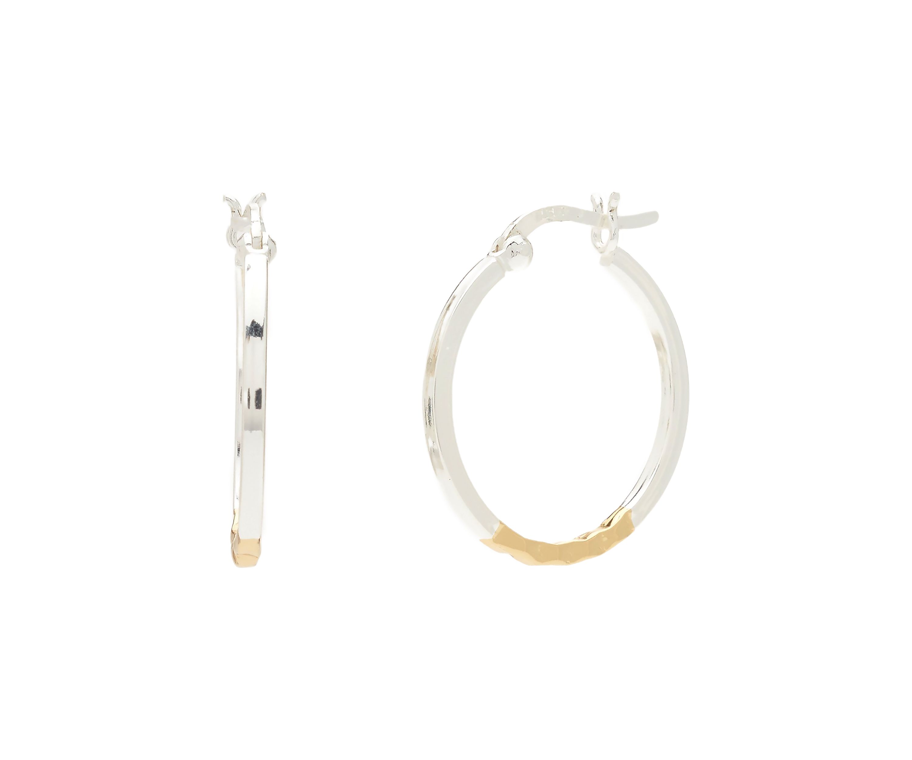 Two Tone Twist Click Top Hoop Earrings