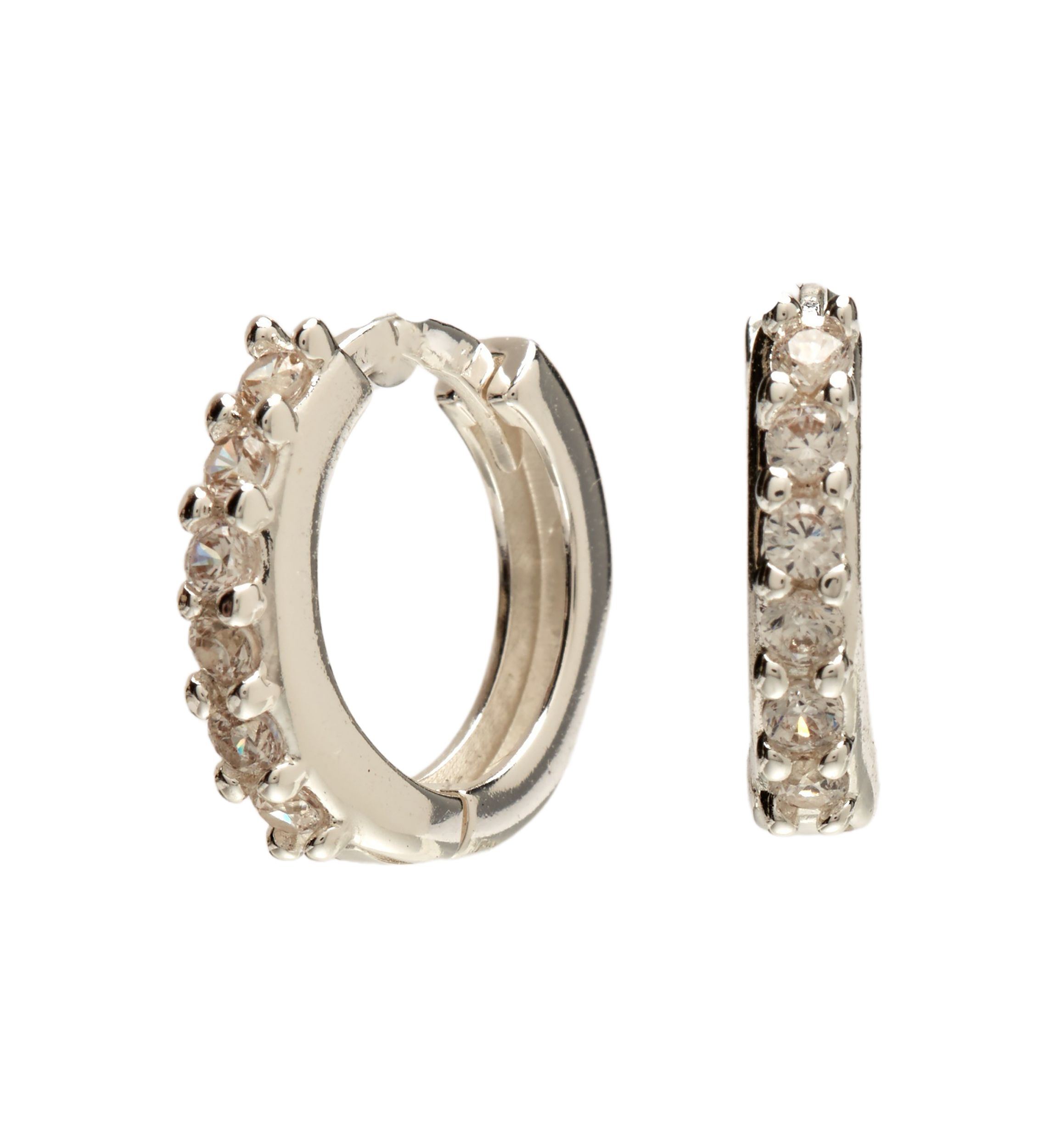 Silver Plated Cubic Zirconia Huggie Earrings