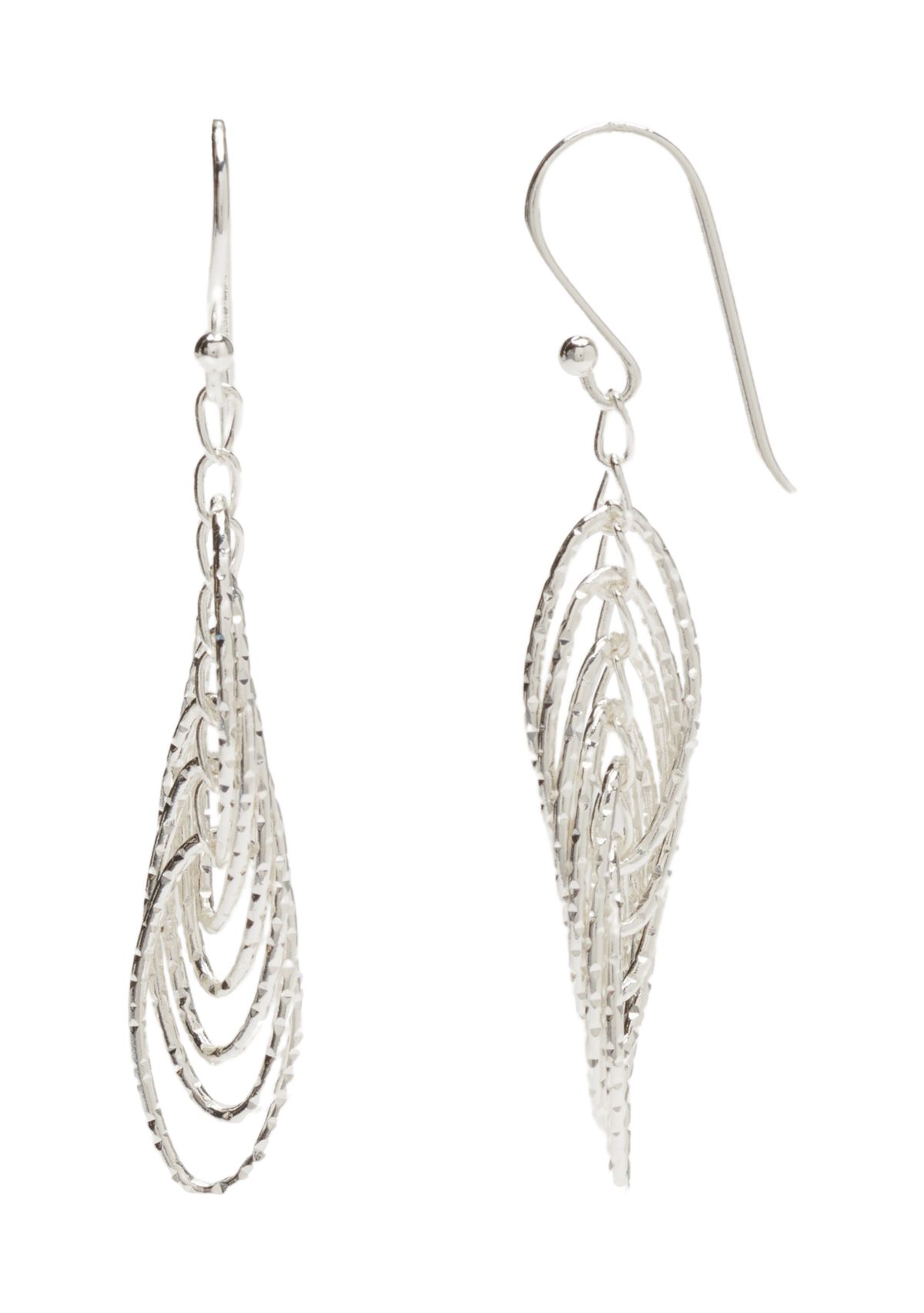 Silver Plated Multi Row Drop Earrings