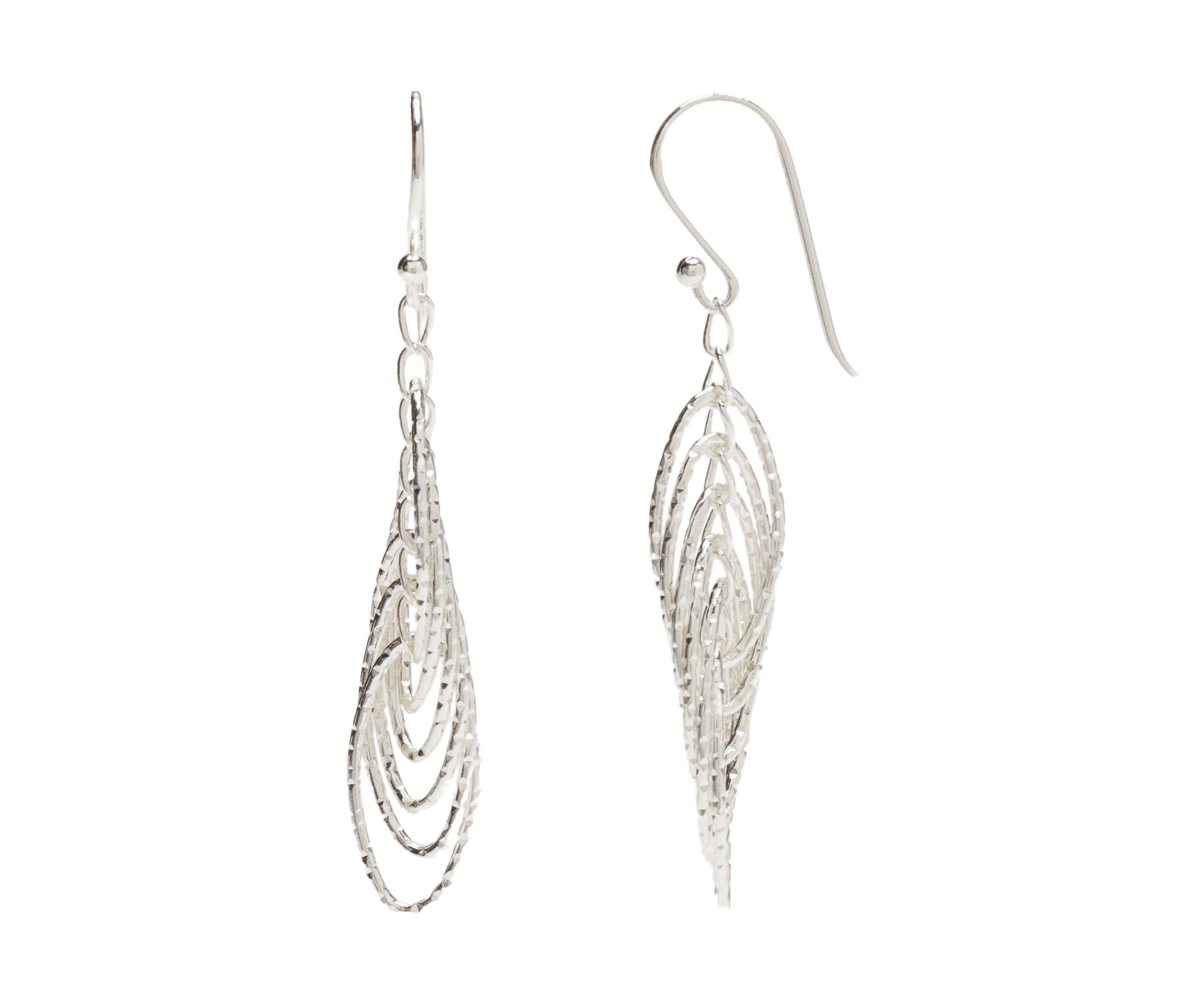 Silver Plated Multi Row Drop Earrings
