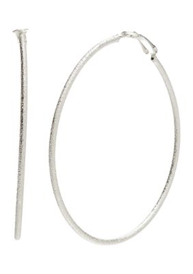 Belk Silverworks Silver Plated Textured Hoop Earrings