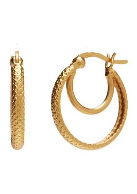 Belk Silverworks Gold Plated Double Hoop Earrings 