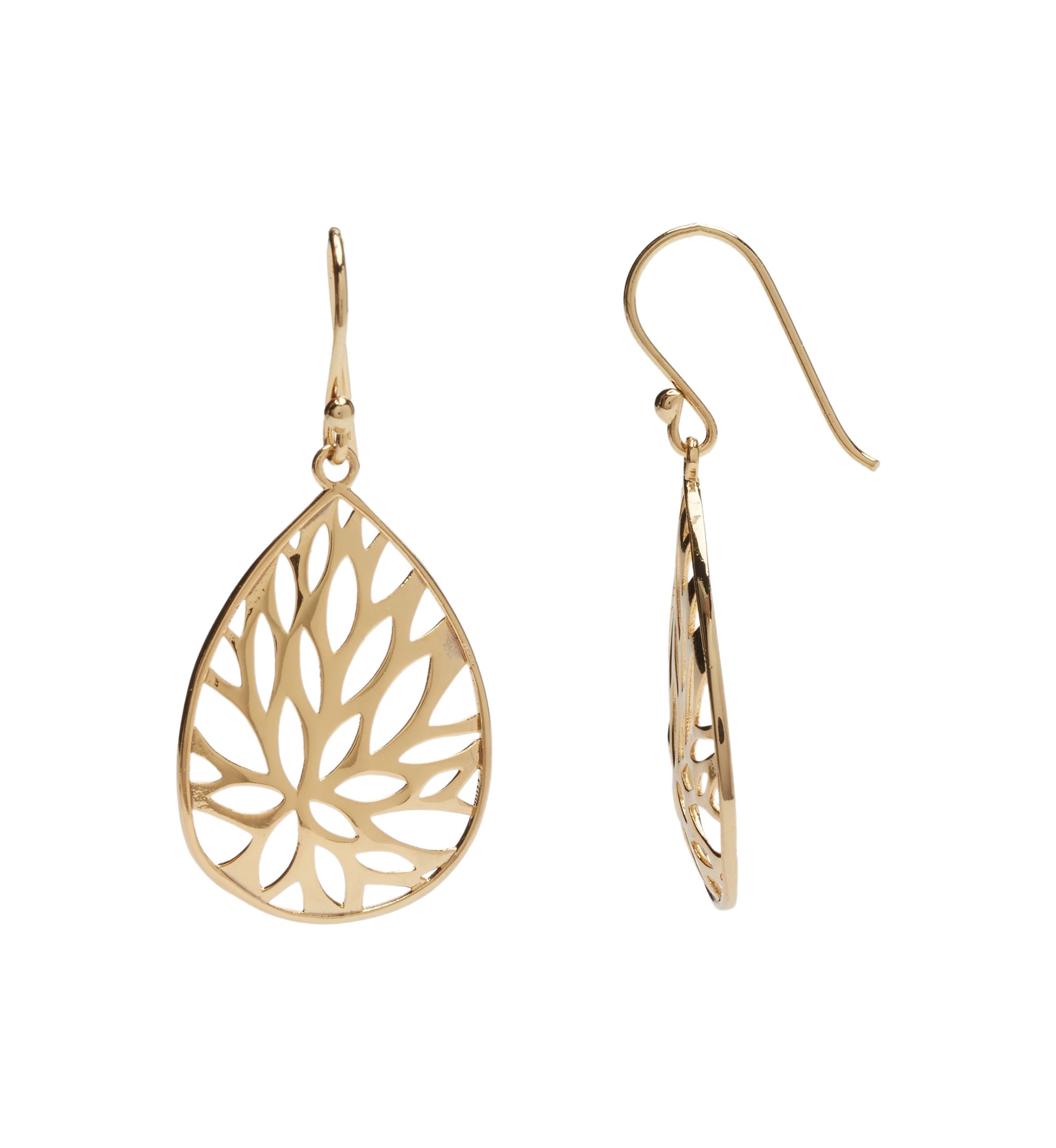 Gold Plated Filigree Teardrop Earrings