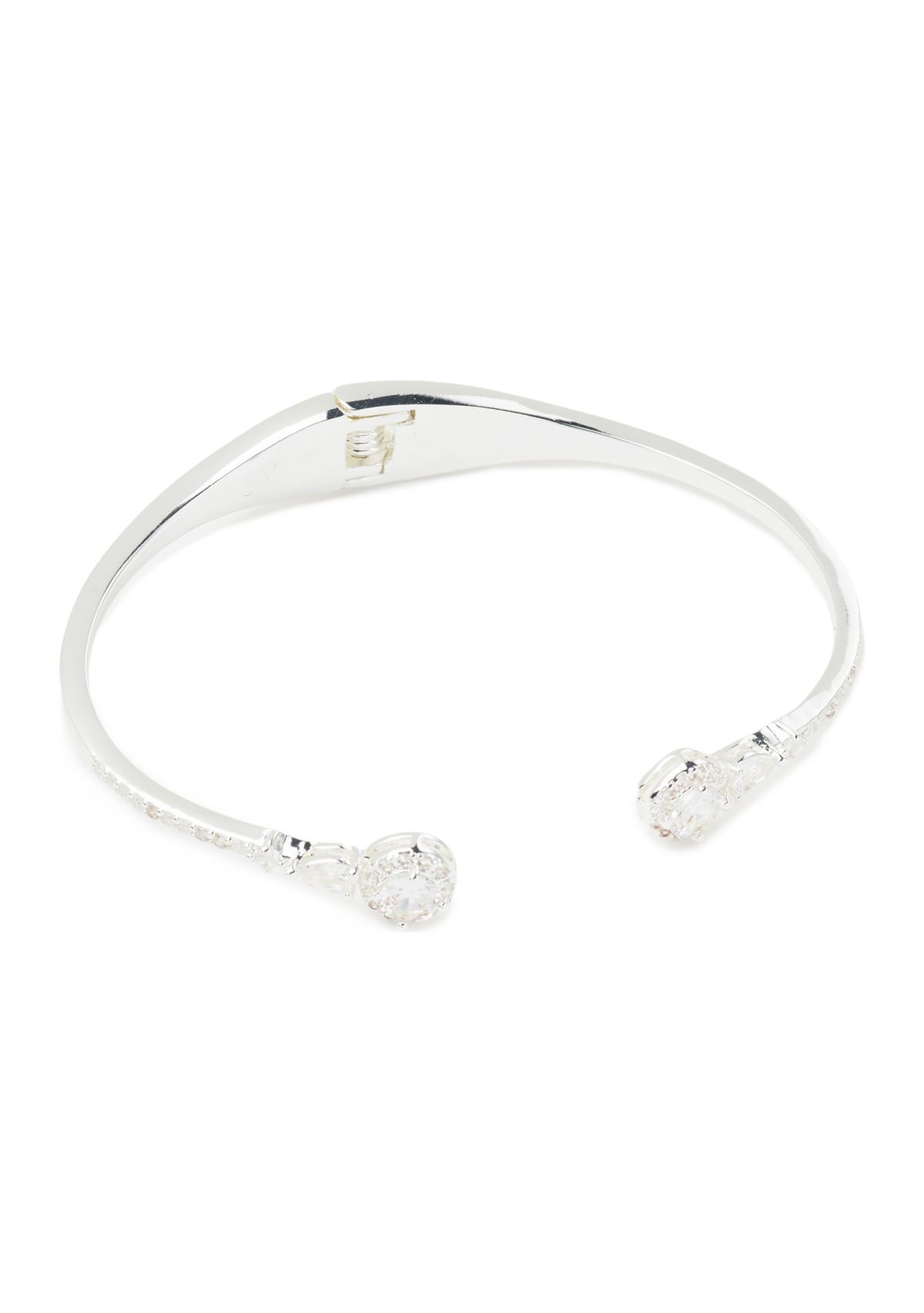 Silver Plated CZ Solitaire Cuff Bracelet