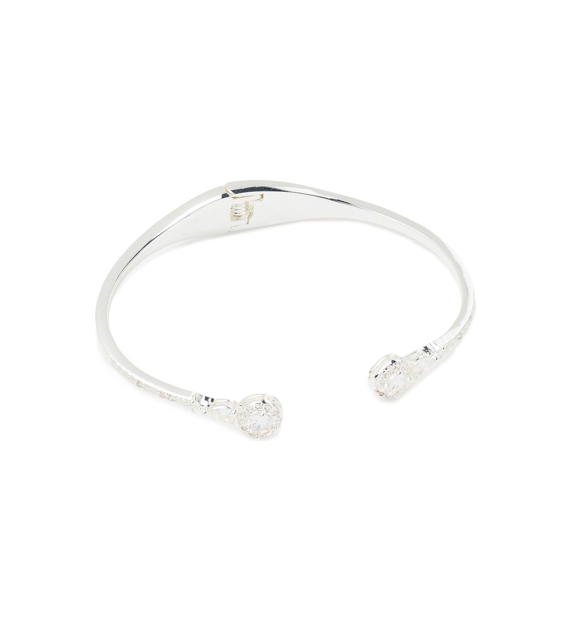 Silver Plated CZ Solitaire Cuff Bracelet