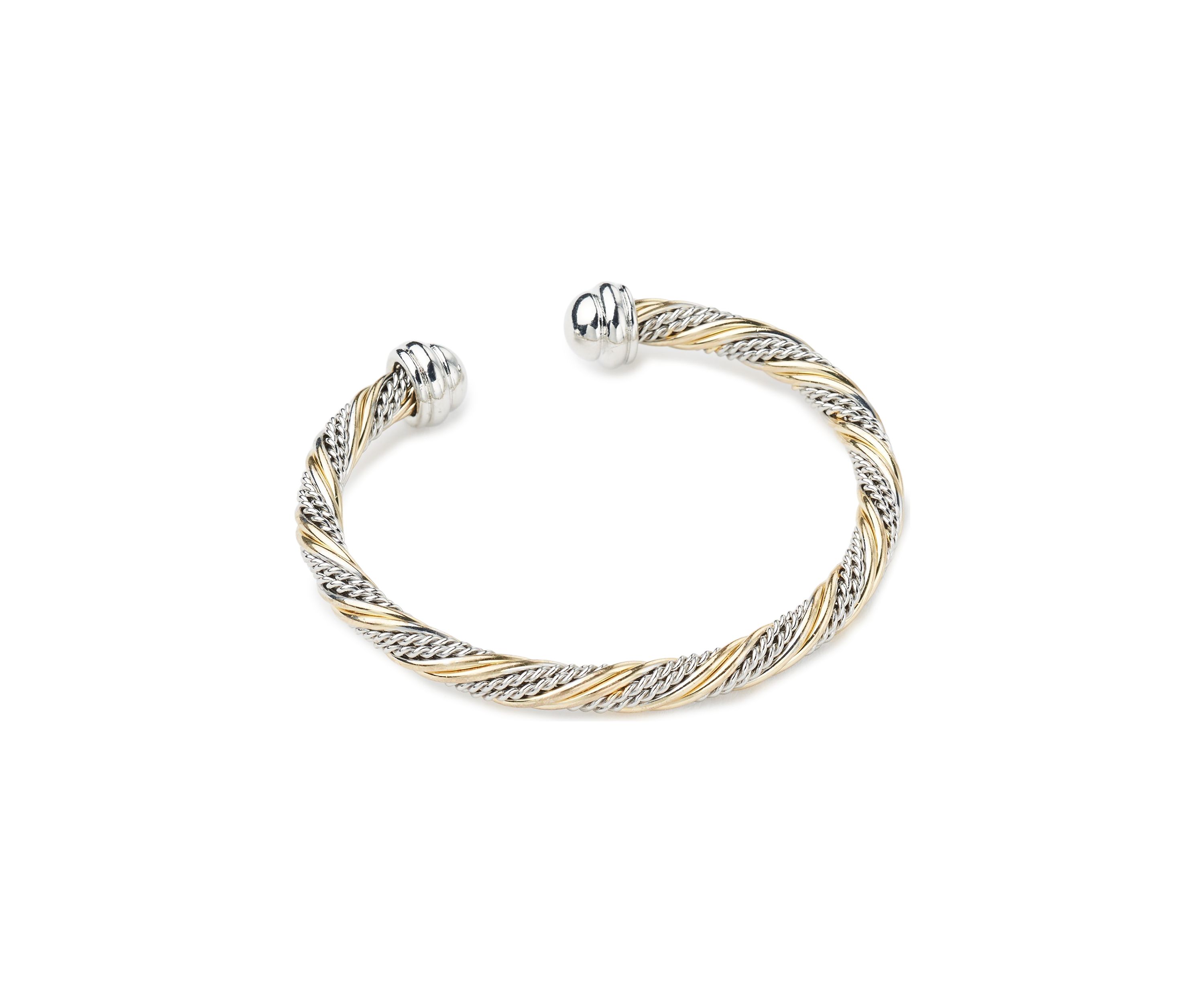 Two Tone Plated Twisted Bangle Bracelet