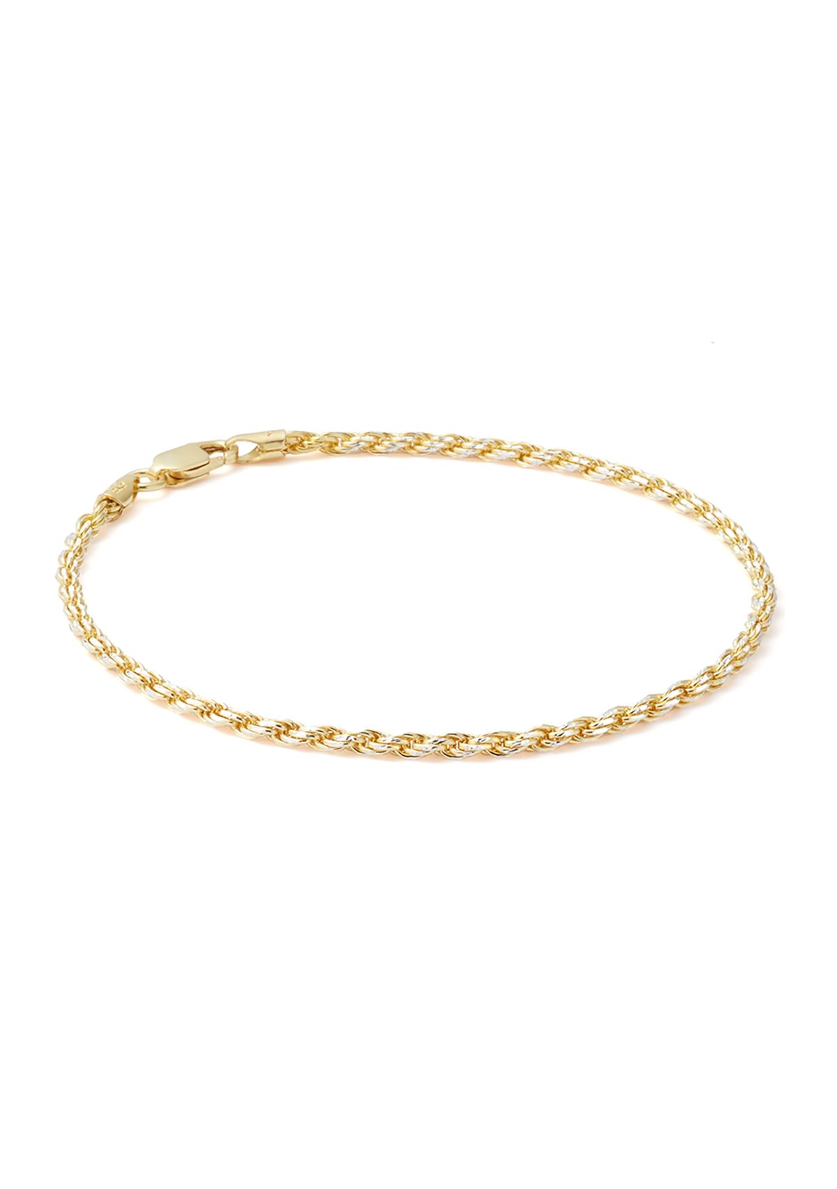 Sterling Silver Two Tone Rope Chain Bracelet