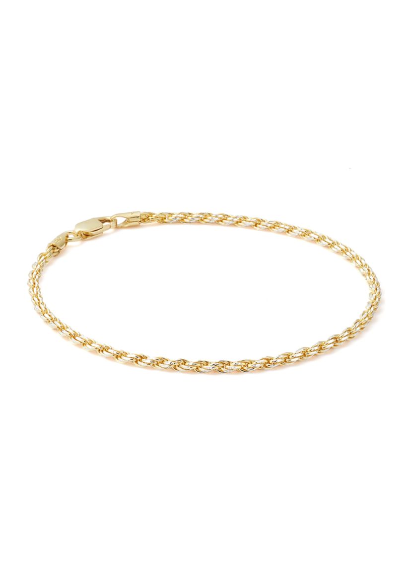 Sterling Silver Two Tone Rope Chain Bracelet