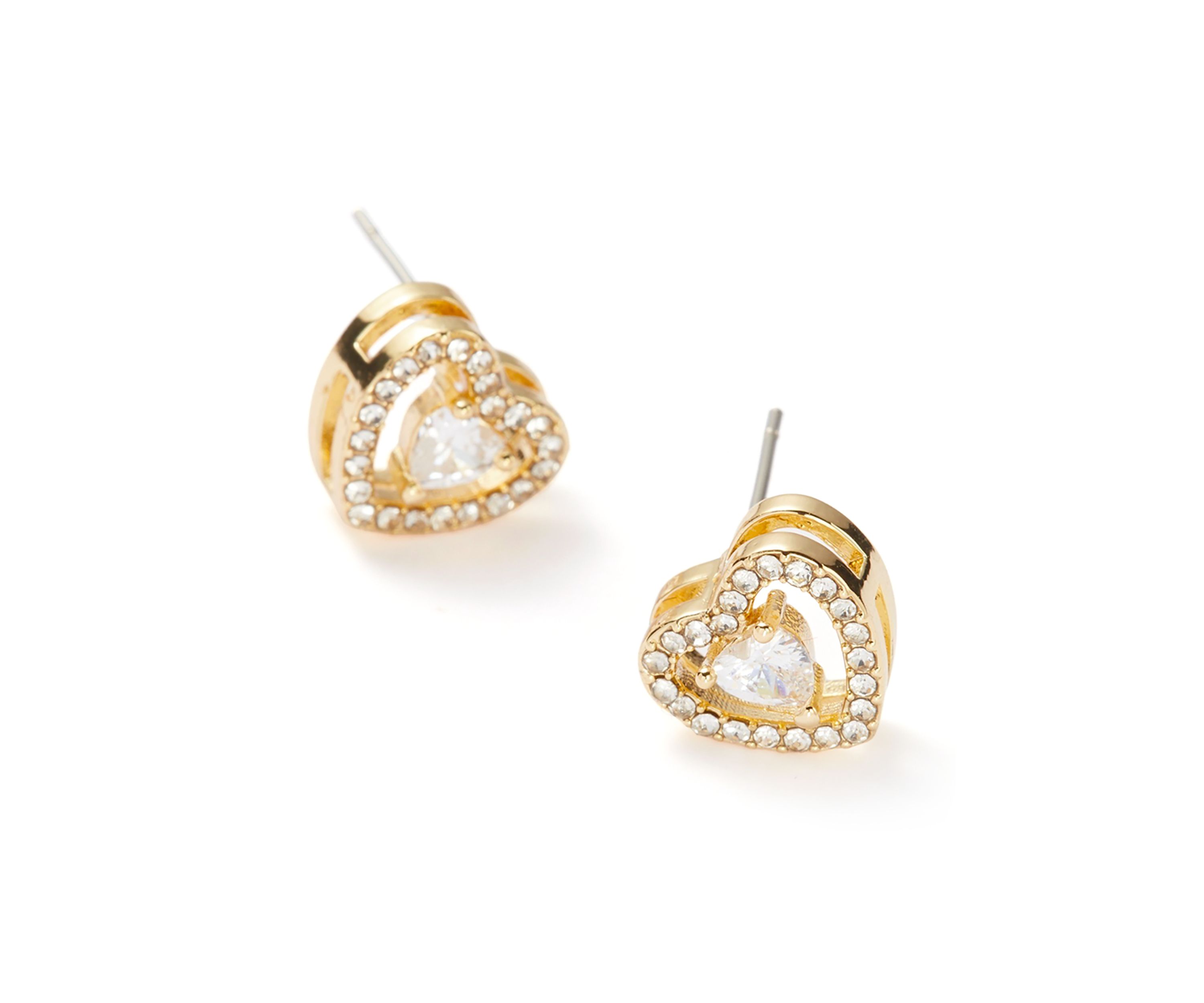 Gold Plated Heart Pendant Necklace and Earrings Set