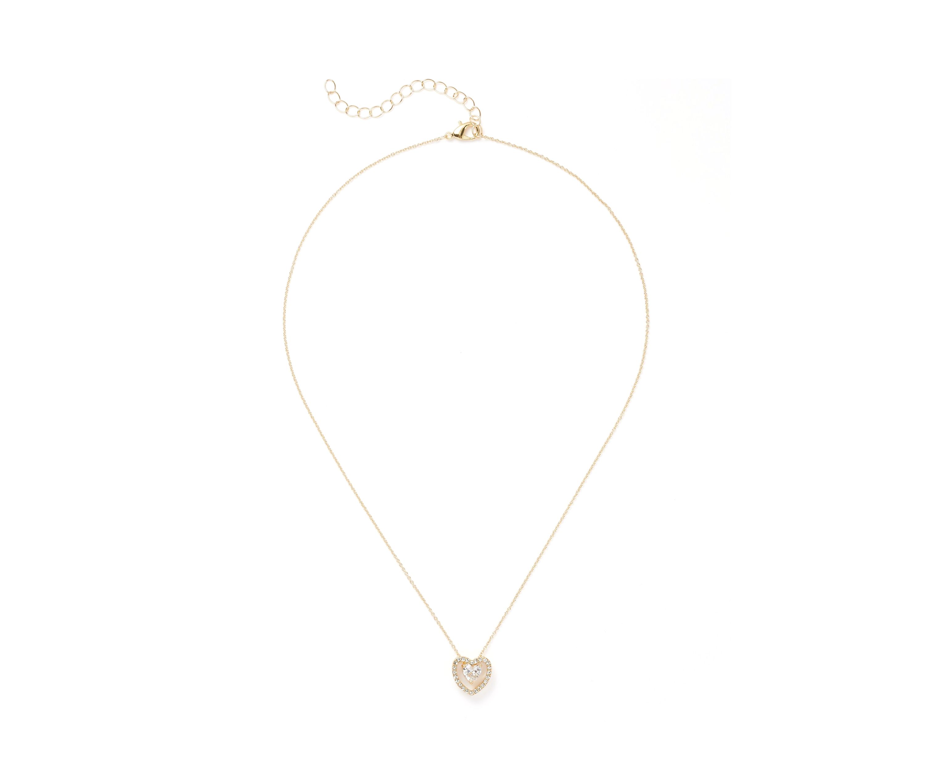 Gold Plated Heart Pendant Necklace and Earrings Set