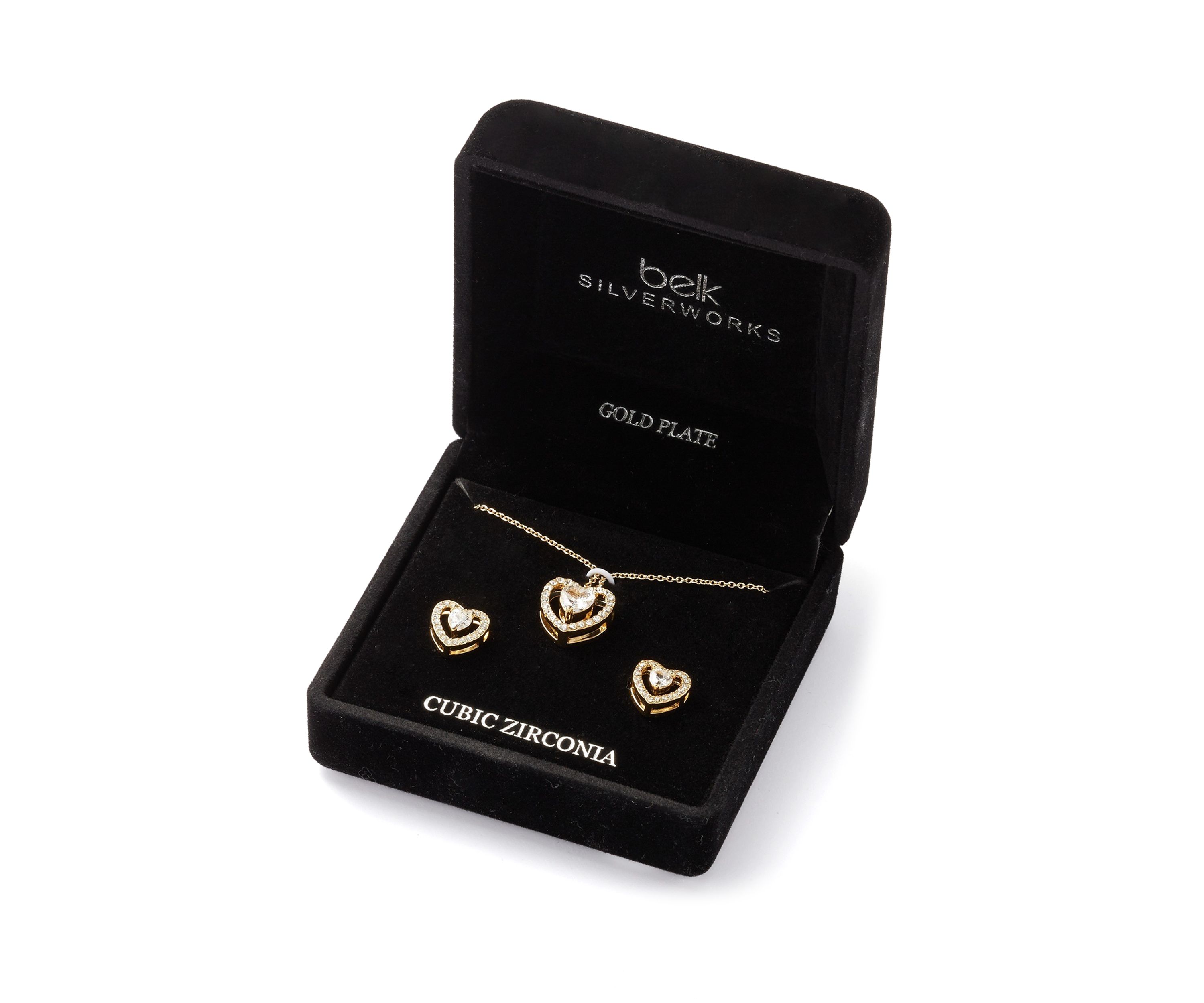 Gold Plated Heart Pendant Necklace and Earrings Set