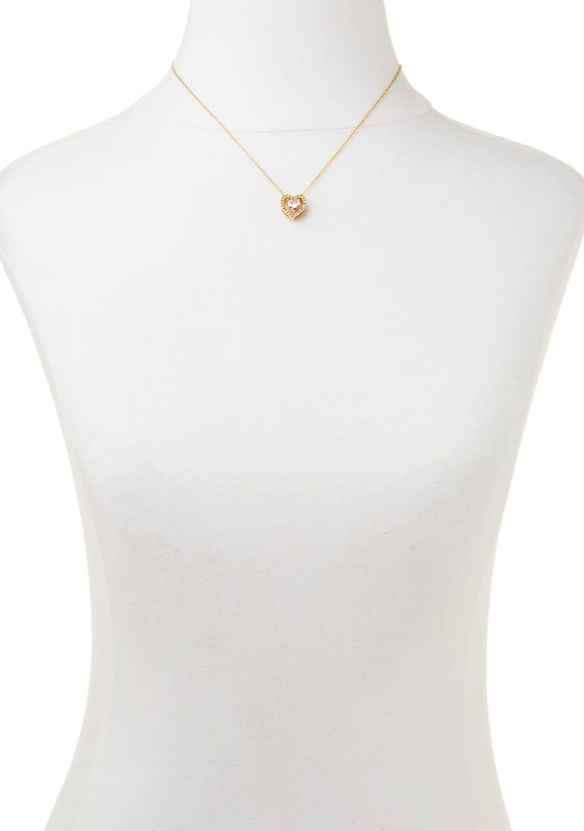 Gold Plated Heart Pendant Necklace and Earring Set
