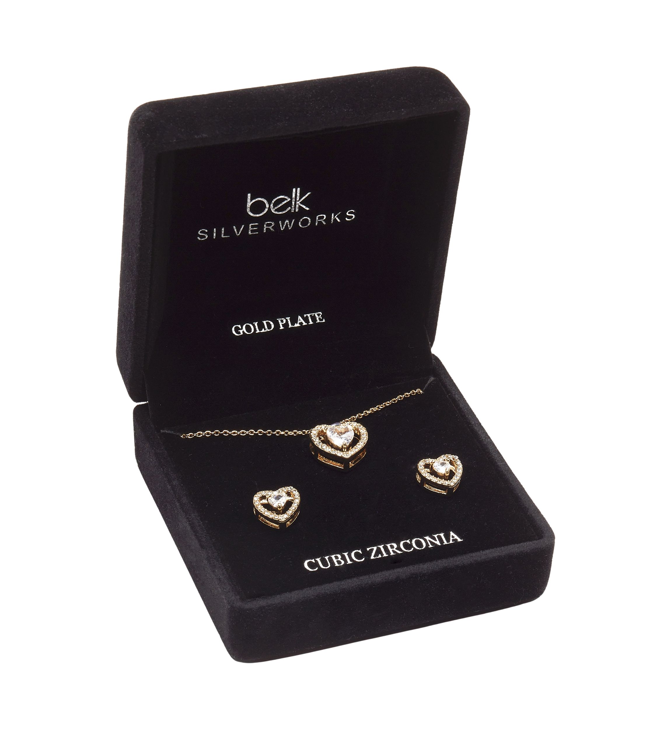 Gold Plated Heart Pendant Necklace and Earring Set