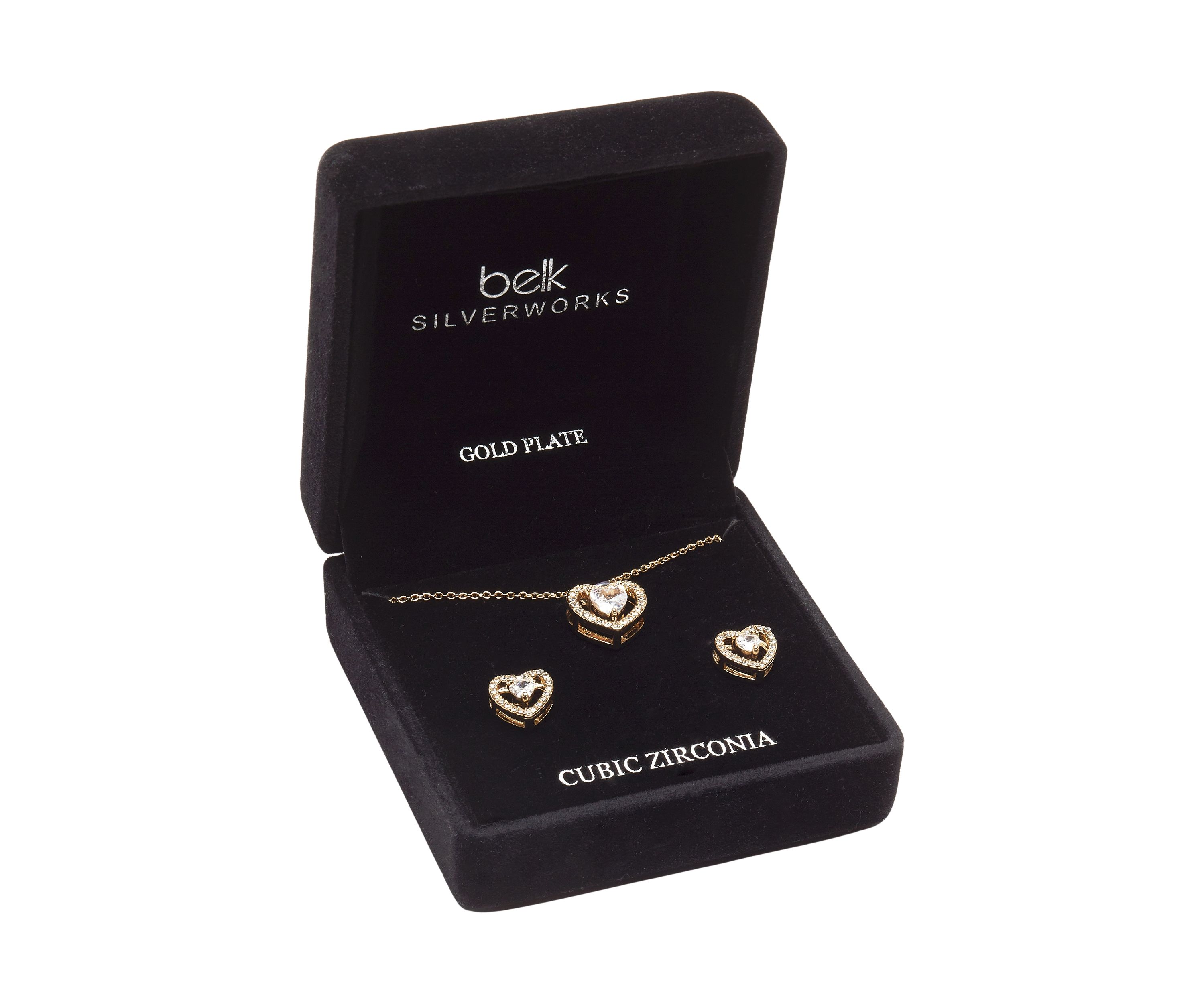 Gold Plated Heart Pendant Necklace and Earring Set