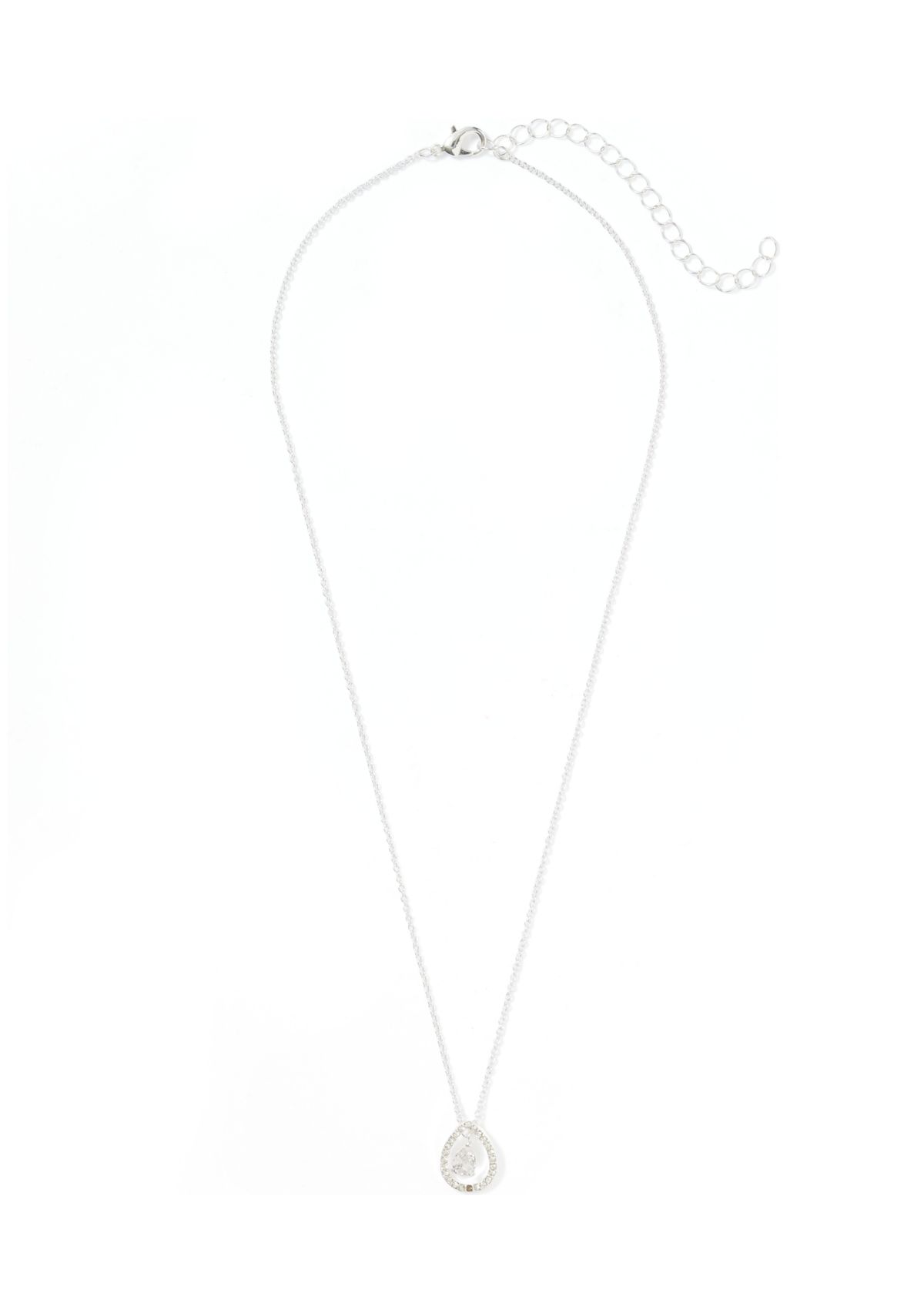 Silver Plated Oval Drop Pendant Necklace and Earrings Set