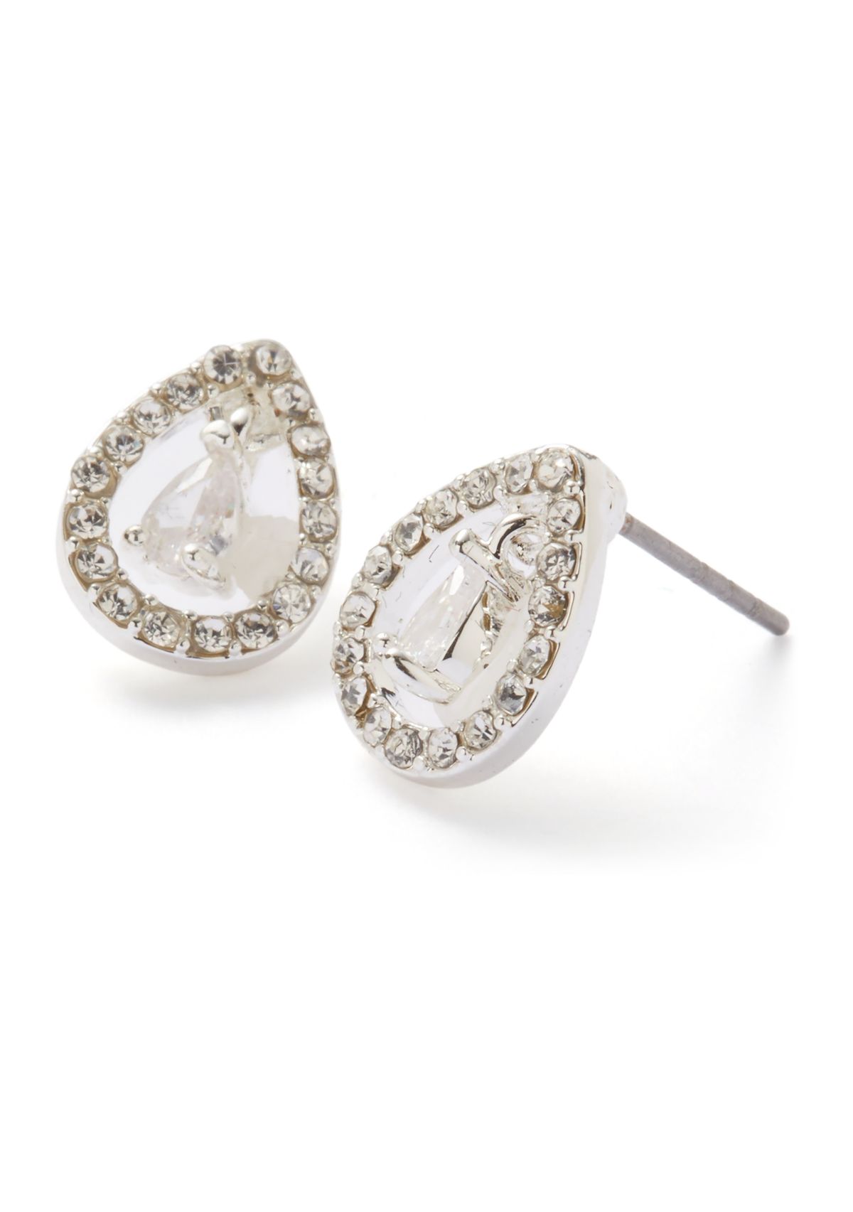 Silver Plated Oval Drop Pendant Necklace and Earrings Set