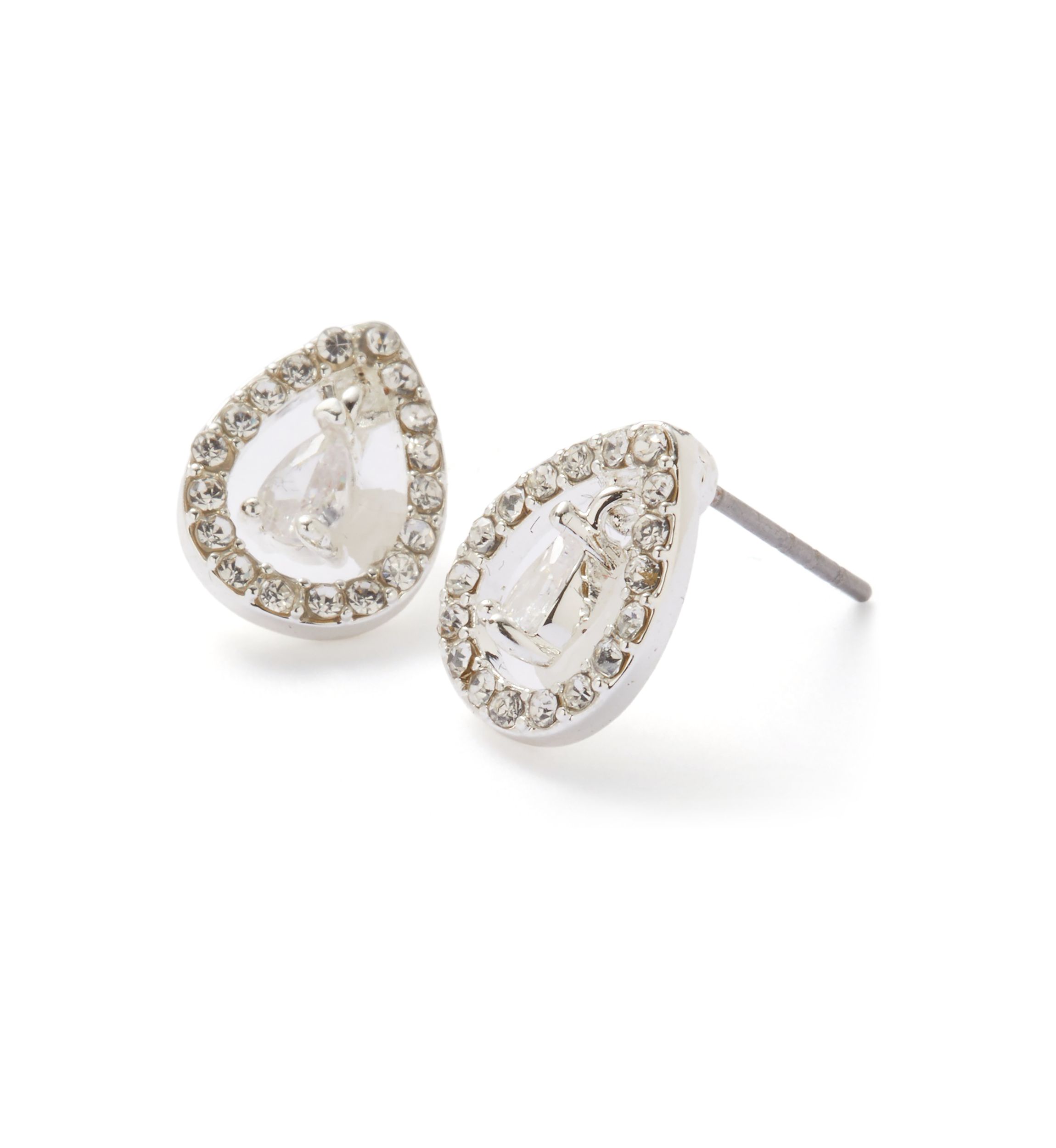 Silver Plated Oval Drop Pendant Necklace and Earrings Set